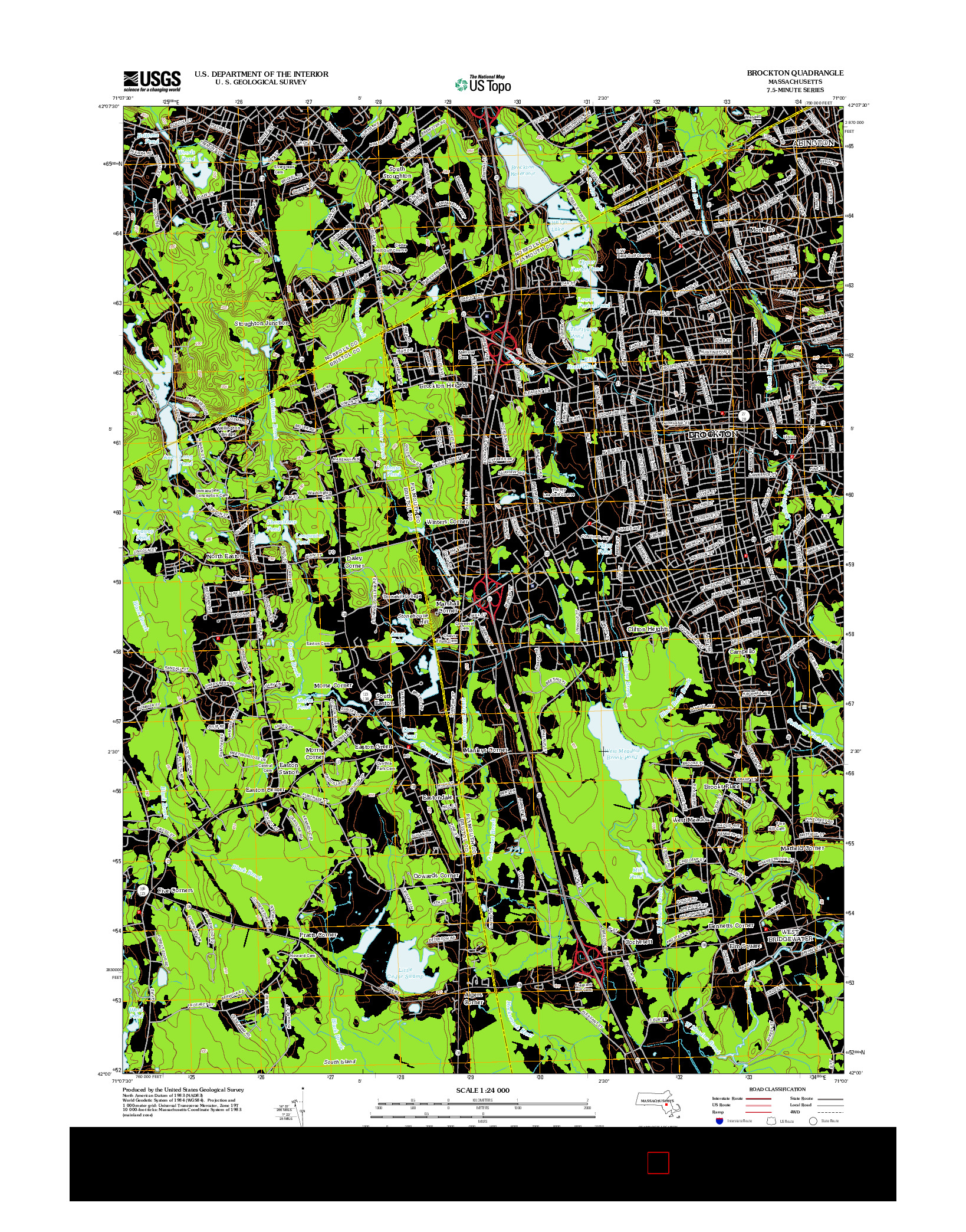 USGS US TOPO 7.5-MINUTE MAP FOR BROCKTON, MA 2012