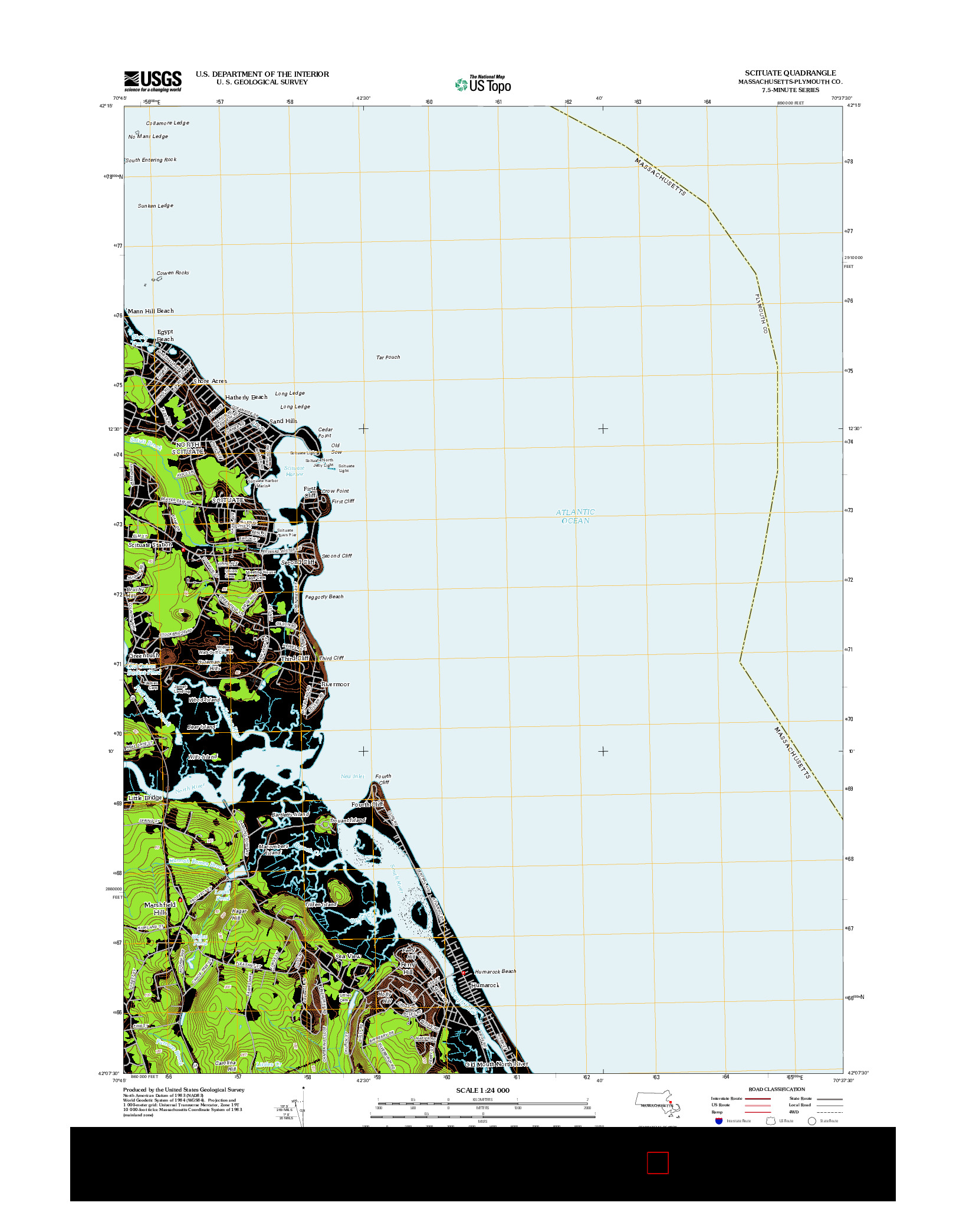 USGS US TOPO 7.5-MINUTE MAP FOR SCITUATE, MA 2012