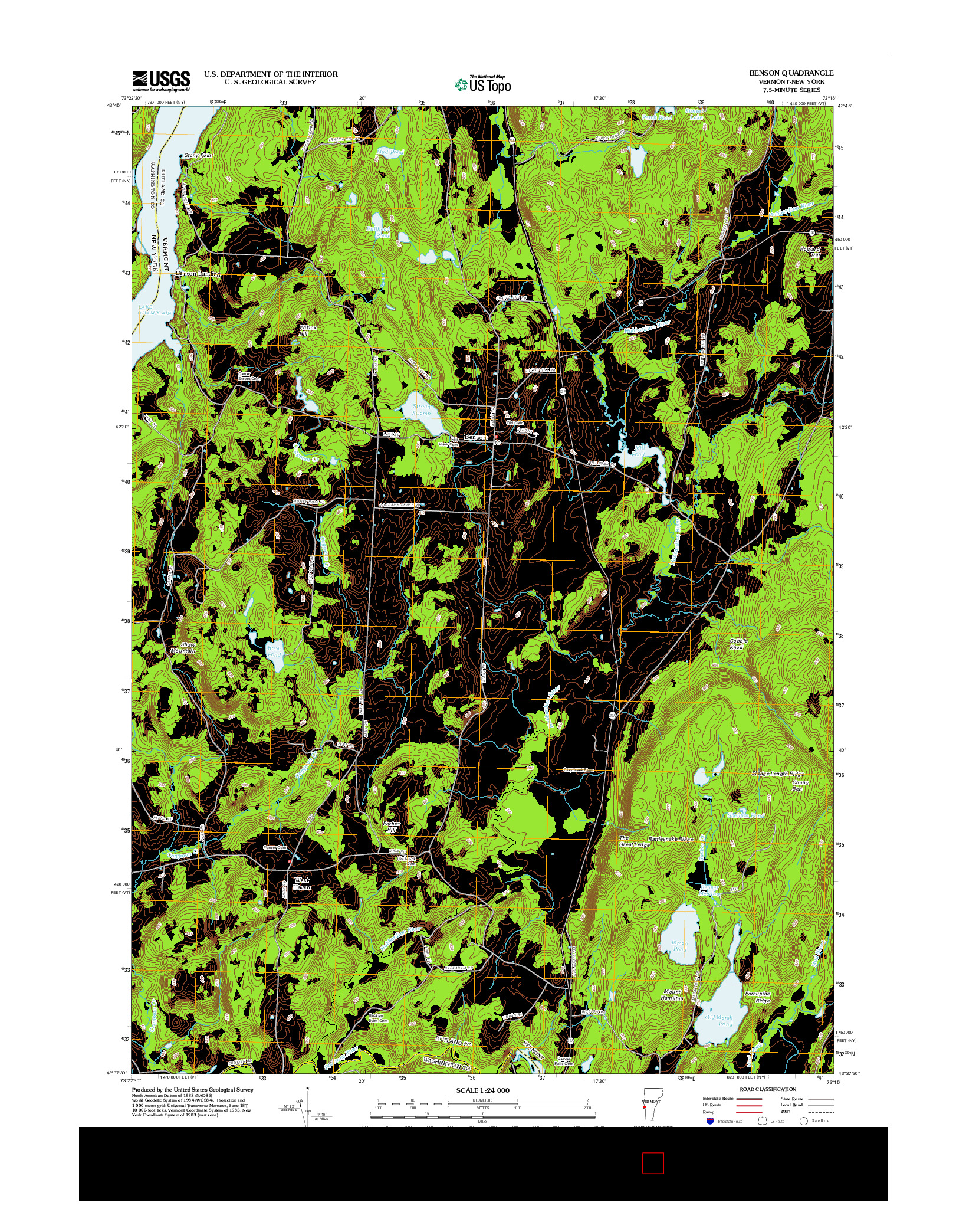 USGS US TOPO 7.5-MINUTE MAP FOR BENSON, VT-NY 2012