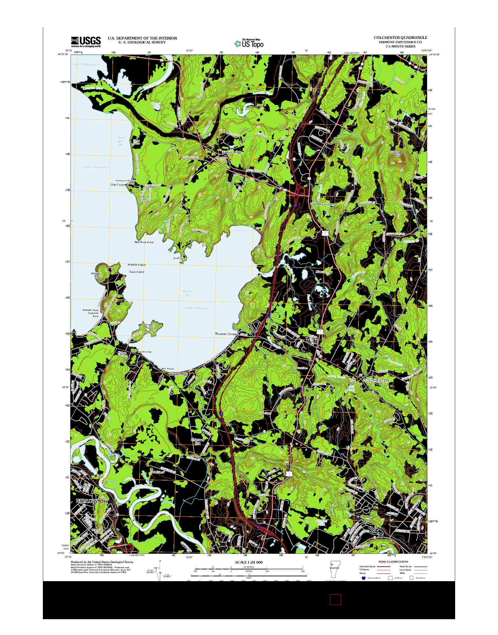 USGS US TOPO 7.5-MINUTE MAP FOR COLCHESTER, VT 2012