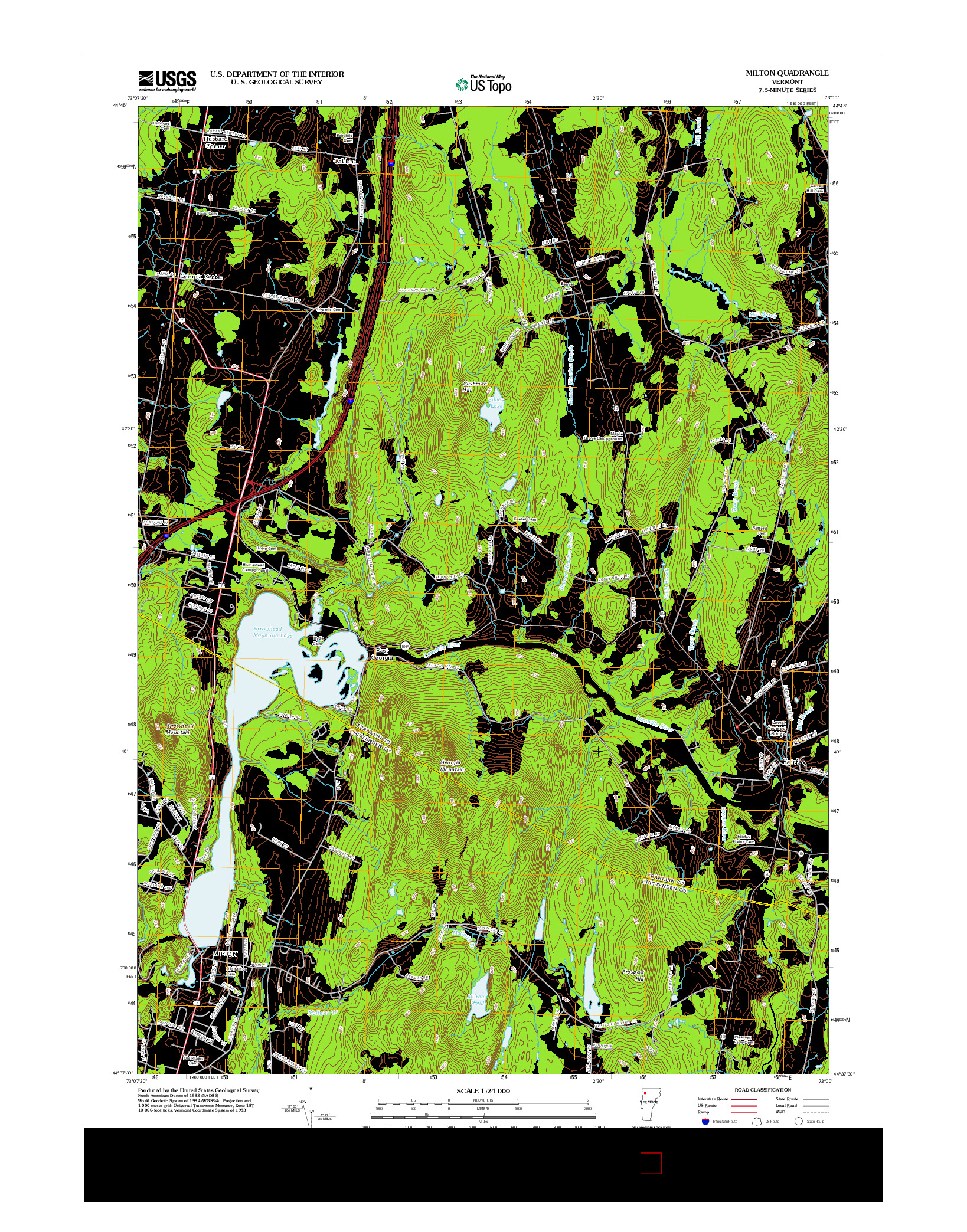 USGS US TOPO 7.5-MINUTE MAP FOR MILTON, VT 2012