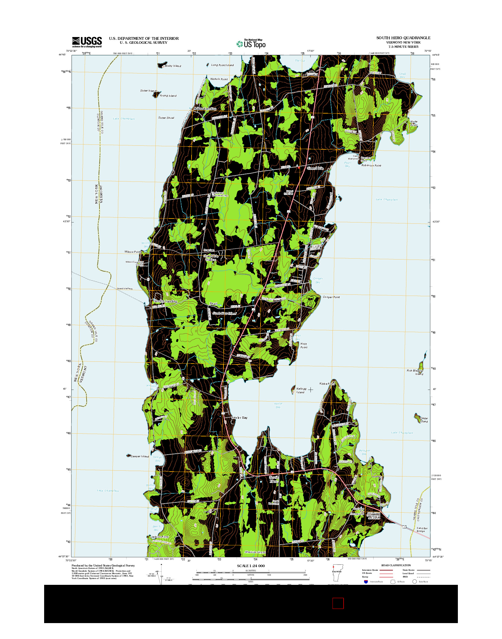 USGS US TOPO 7.5-MINUTE MAP FOR SOUTH HERO, VT-NY 2012