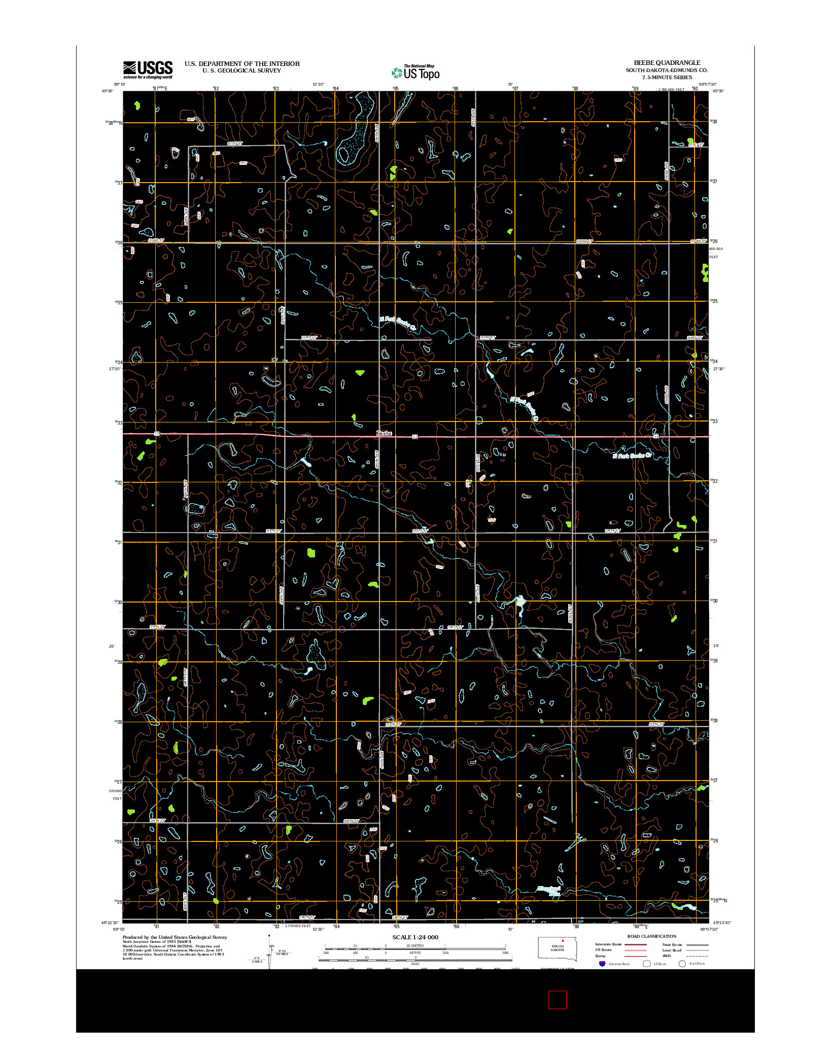 USGS US TOPO 7.5-MINUTE MAP FOR BEEBE, SD 2012