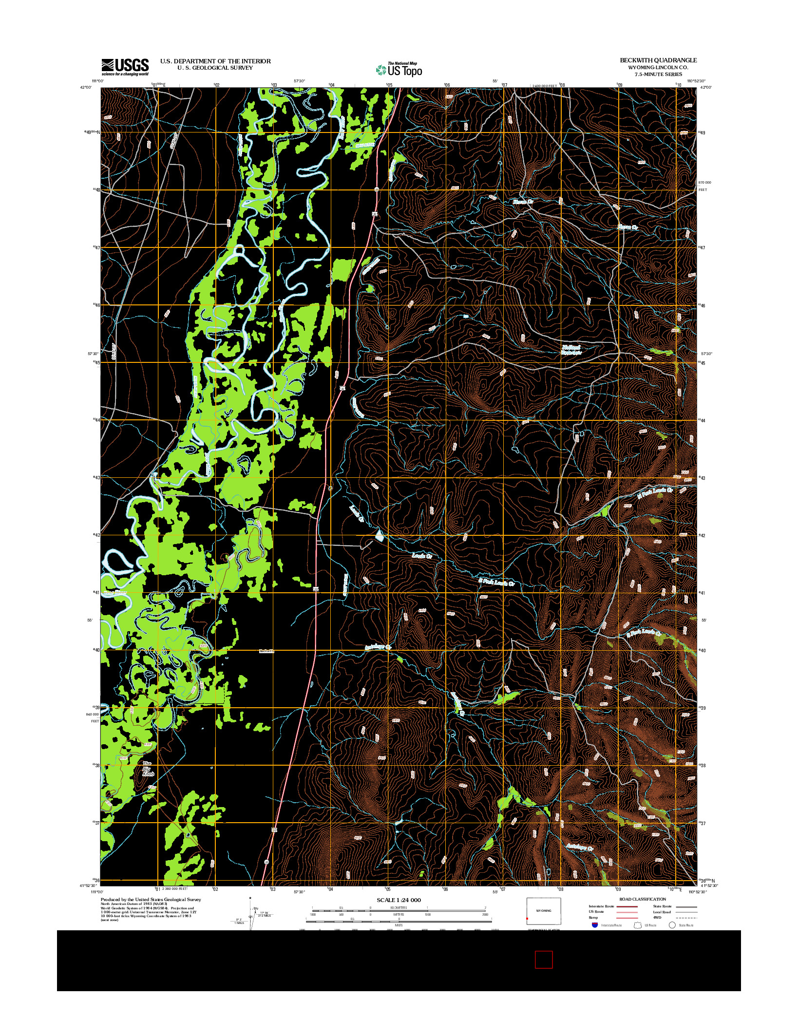 USGS US TOPO 7.5-MINUTE MAP FOR BECKWITH, WY 2012