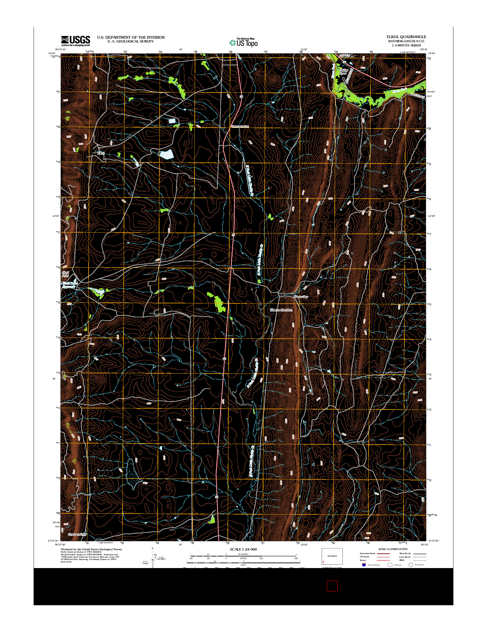 USGS US TOPO 7.5-MINUTE MAP FOR ELKOL, WY 2012