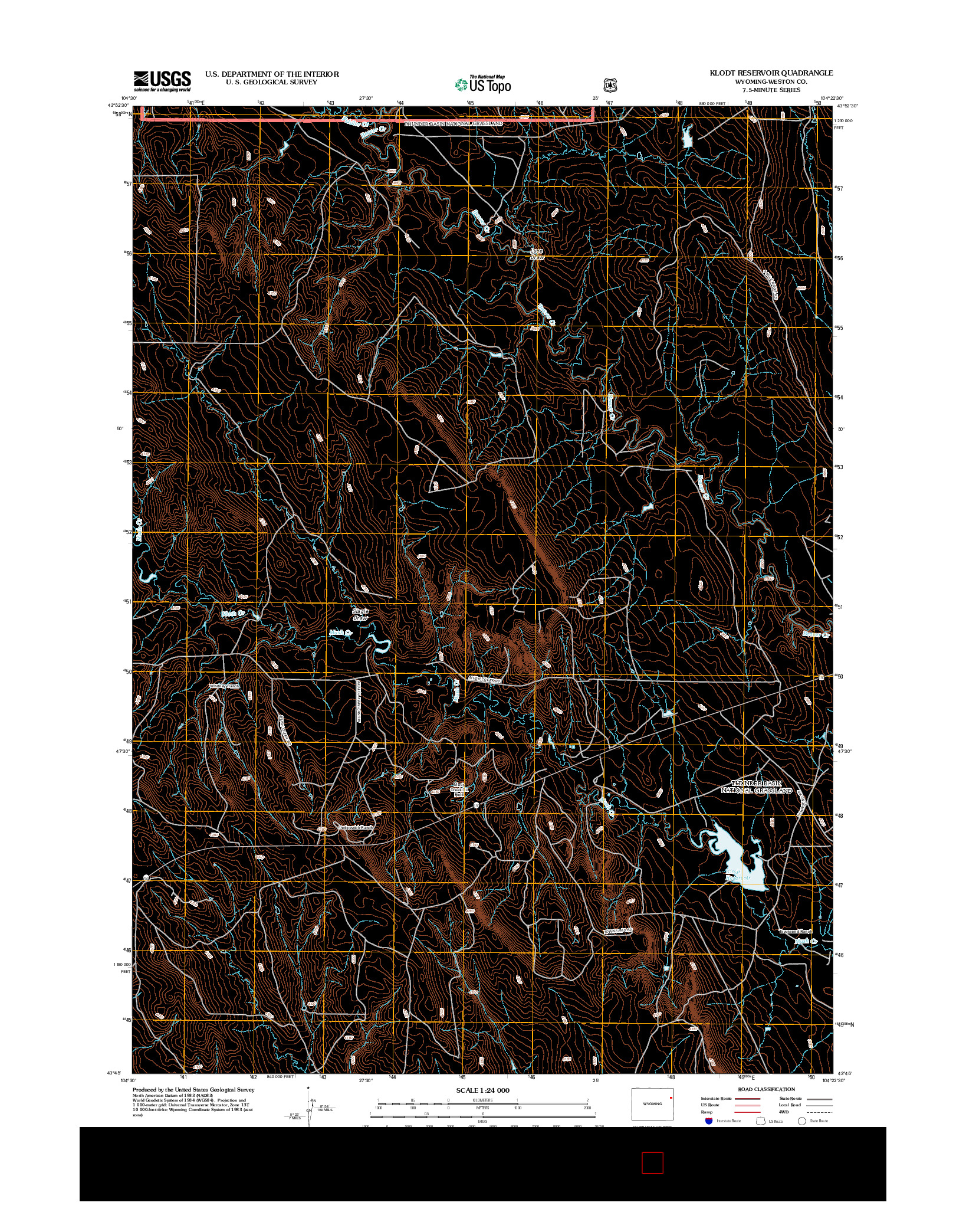 USGS US TOPO 7.5-MINUTE MAP FOR KLODT RESERVOIR, WY 2012