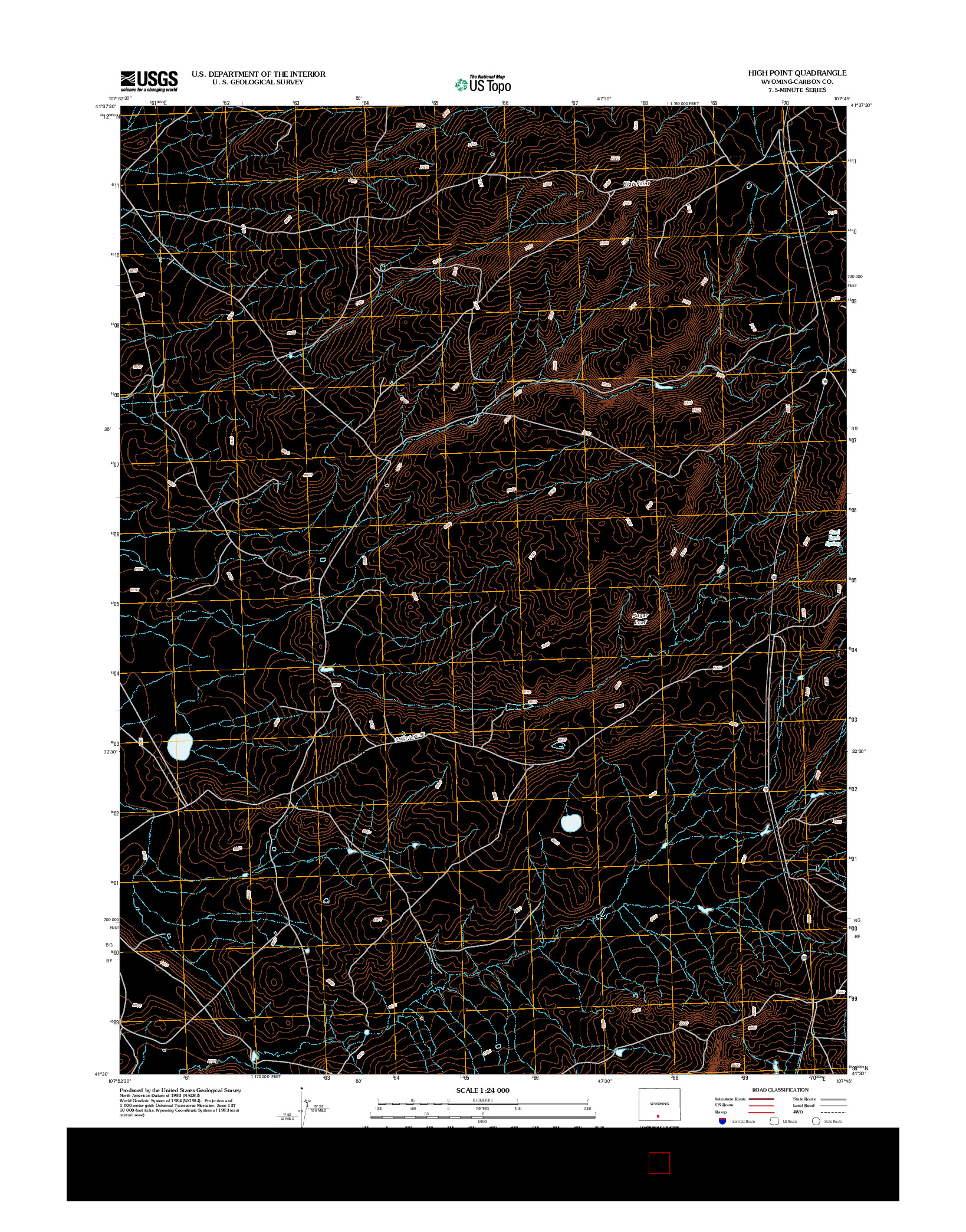 USGS US TOPO 7.5-MINUTE MAP FOR HIGH POINT, WY 2012