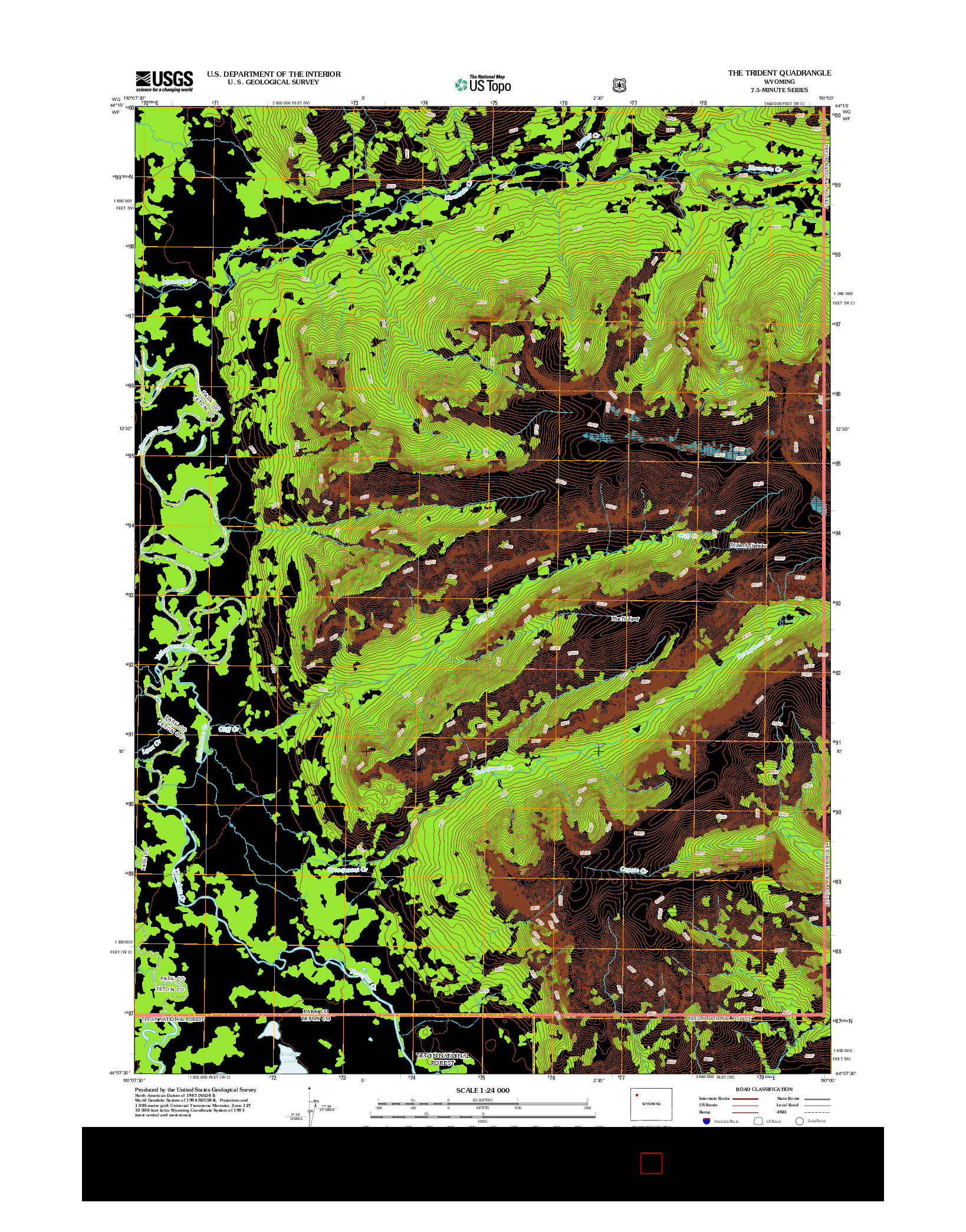 USGS US TOPO 7.5-MINUTE MAP FOR THE TRIDENT, WY 2012