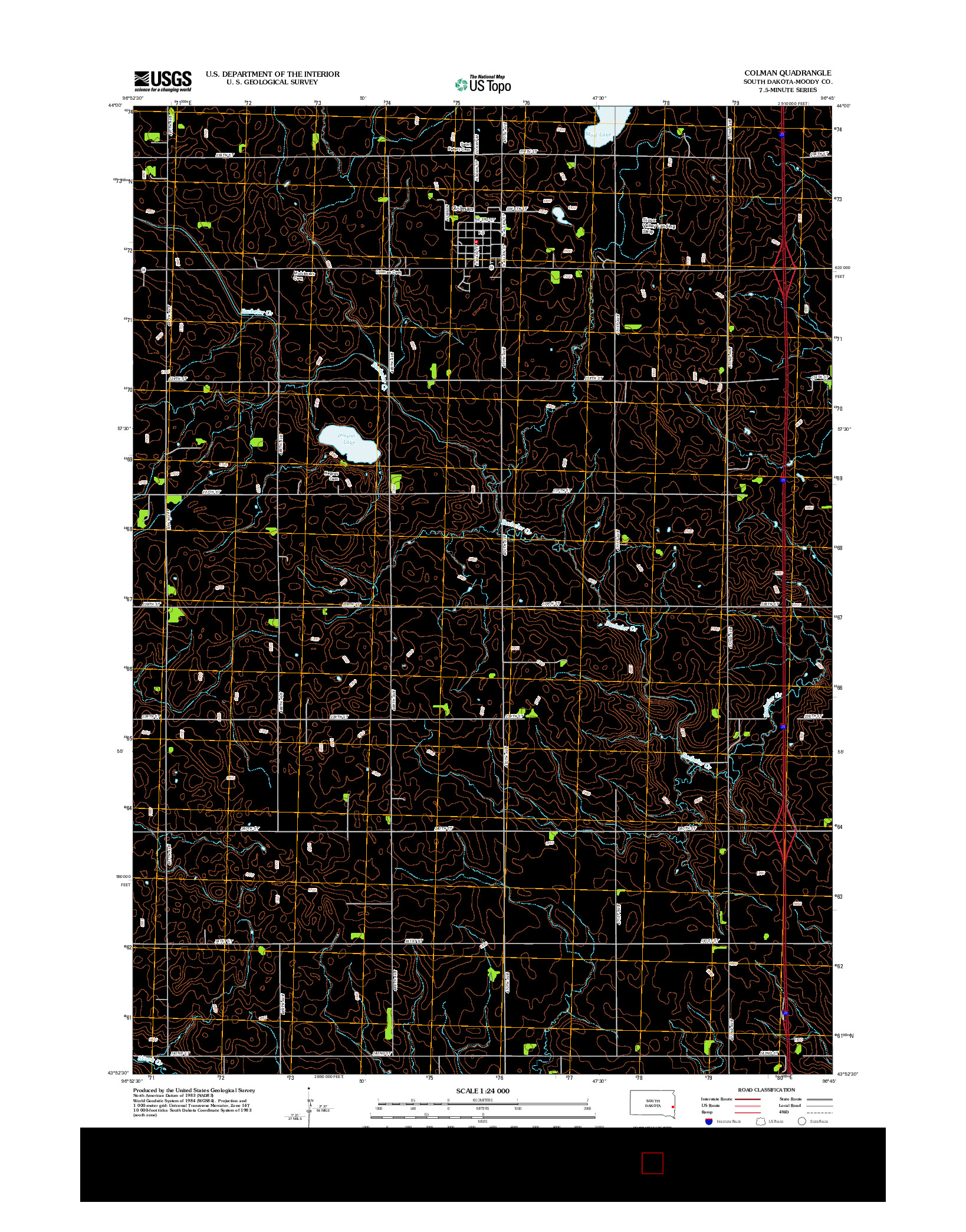 USGS US TOPO 7.5-MINUTE MAP FOR COLMAN, SD 2012