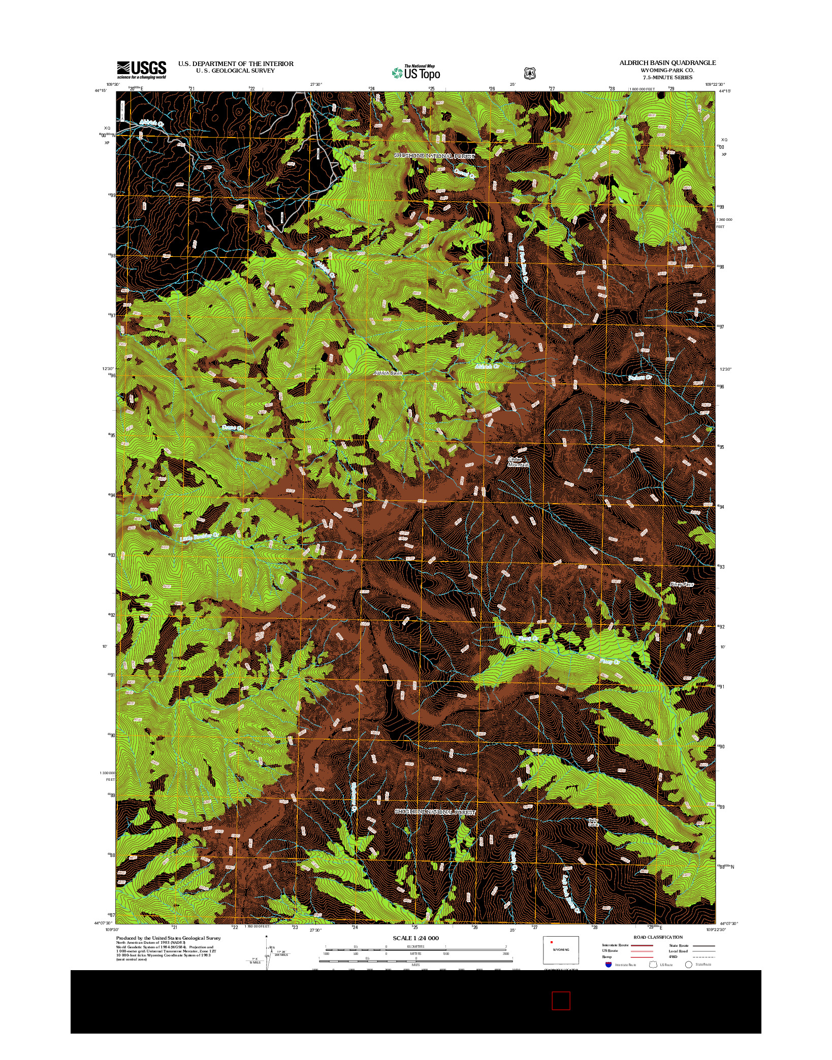 USGS US TOPO 7.5-MINUTE MAP FOR ALDRICH BASIN, WY 2012