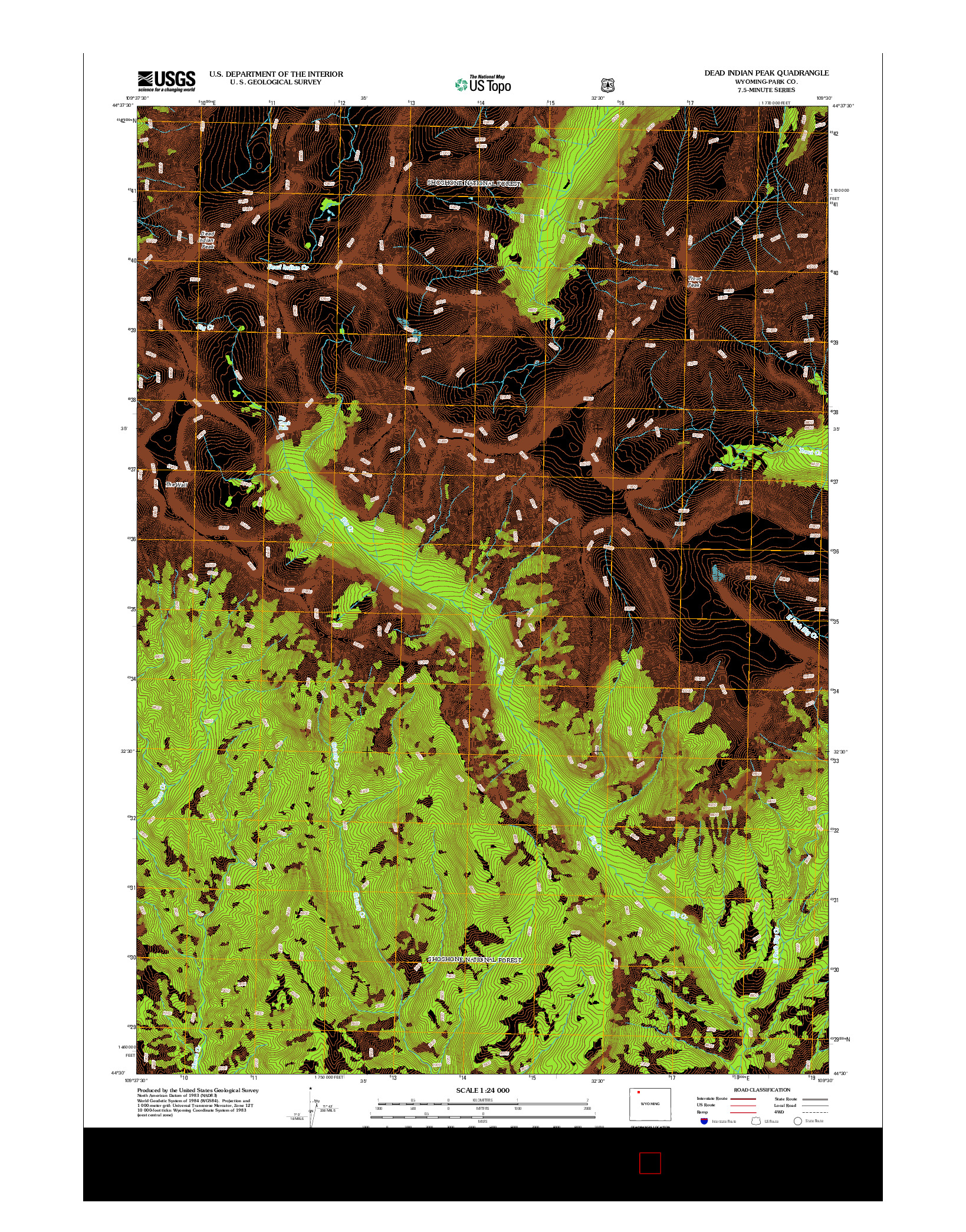 USGS US TOPO 7.5-MINUTE MAP FOR DEAD INDIAN PEAK, WY 2012