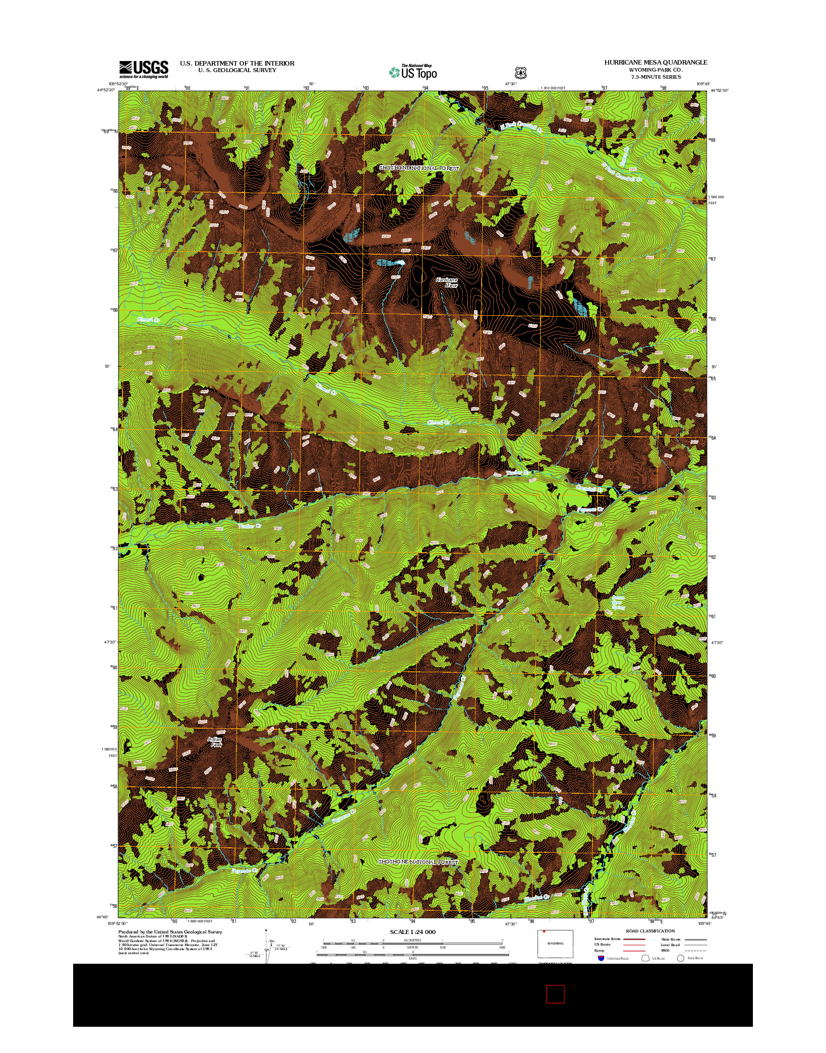 USGS US TOPO 7.5-MINUTE MAP FOR HURRICANE MESA, WY 2012