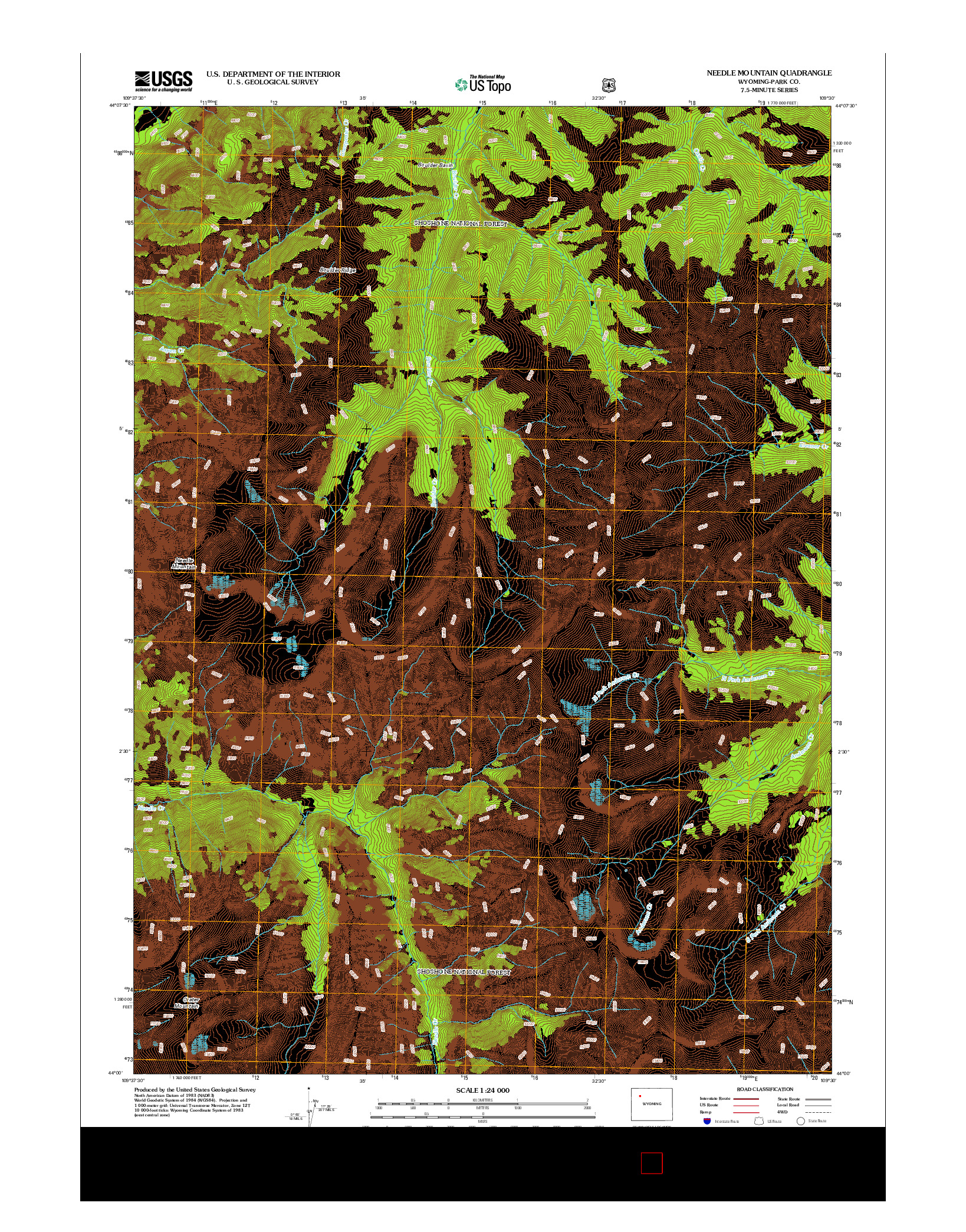 USGS US TOPO 7.5-MINUTE MAP FOR NEEDLE MOUNTAIN, WY 2012