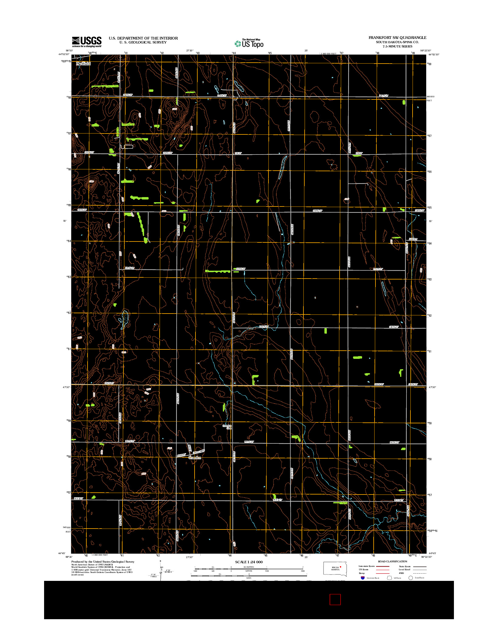 USGS US TOPO 7.5-MINUTE MAP FOR FRANKFORT SW, SD 2012