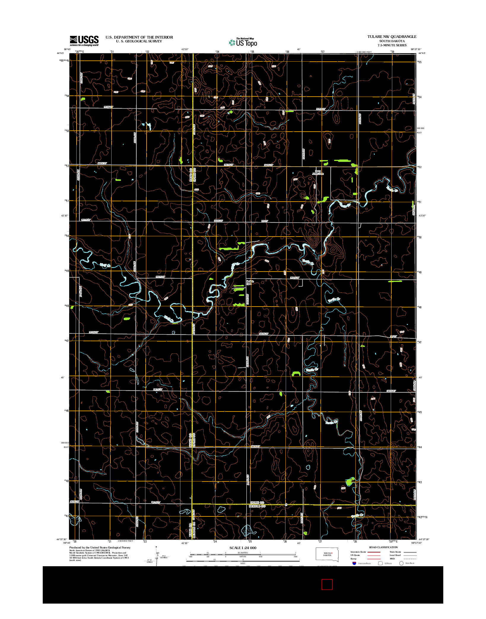 USGS US TOPO 7.5-MINUTE MAP FOR TULARE NW, SD 2012