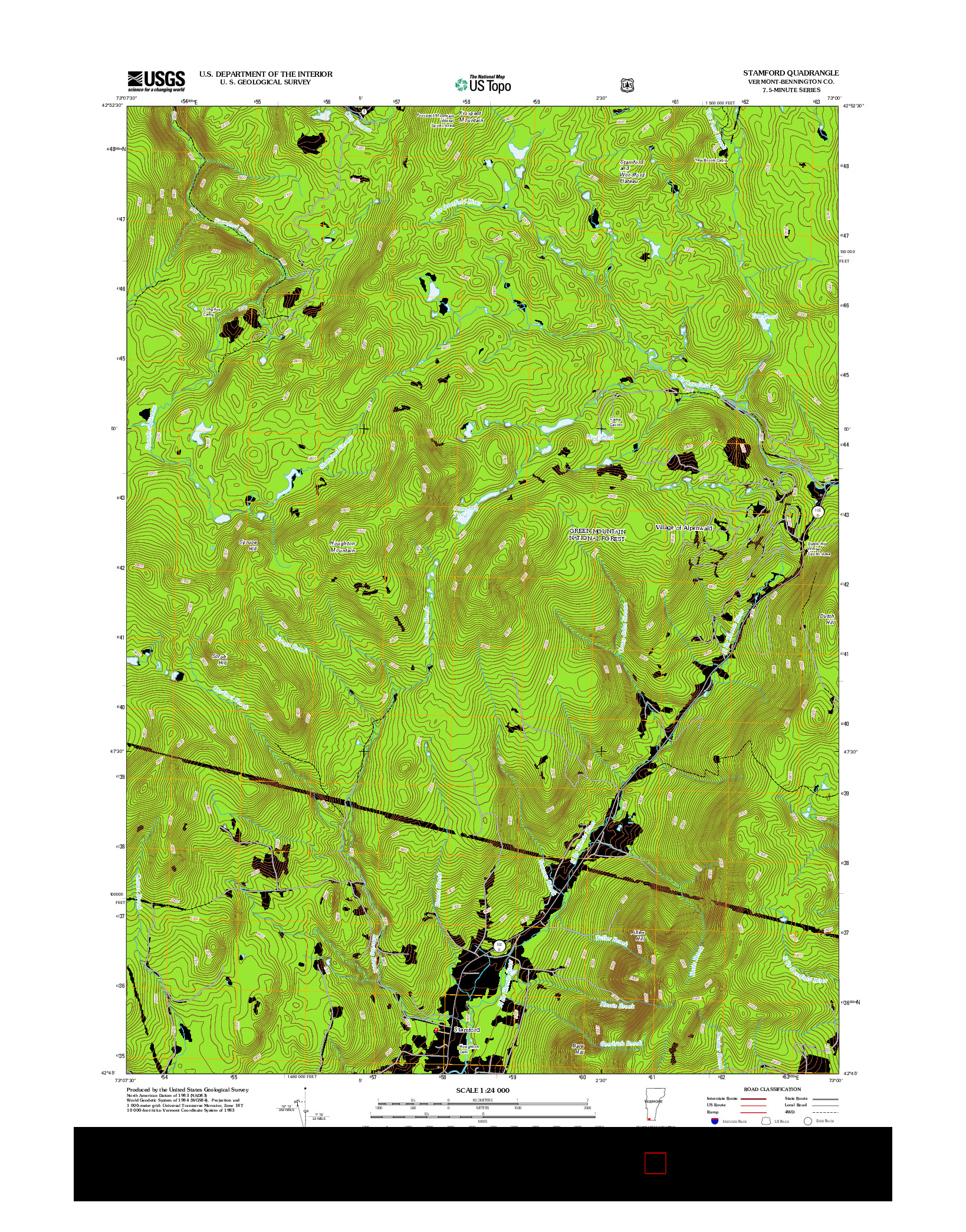 USGS US TOPO 7.5-MINUTE MAP FOR STAMFORD, VT 2012