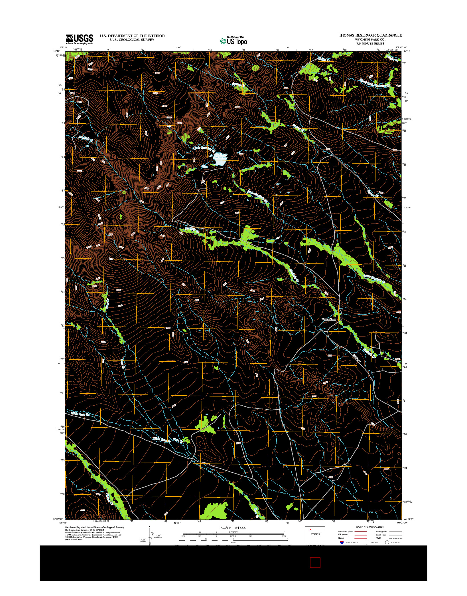 USGS US TOPO 7.5-MINUTE MAP FOR THOMAS RESERVOIR, WY 2012