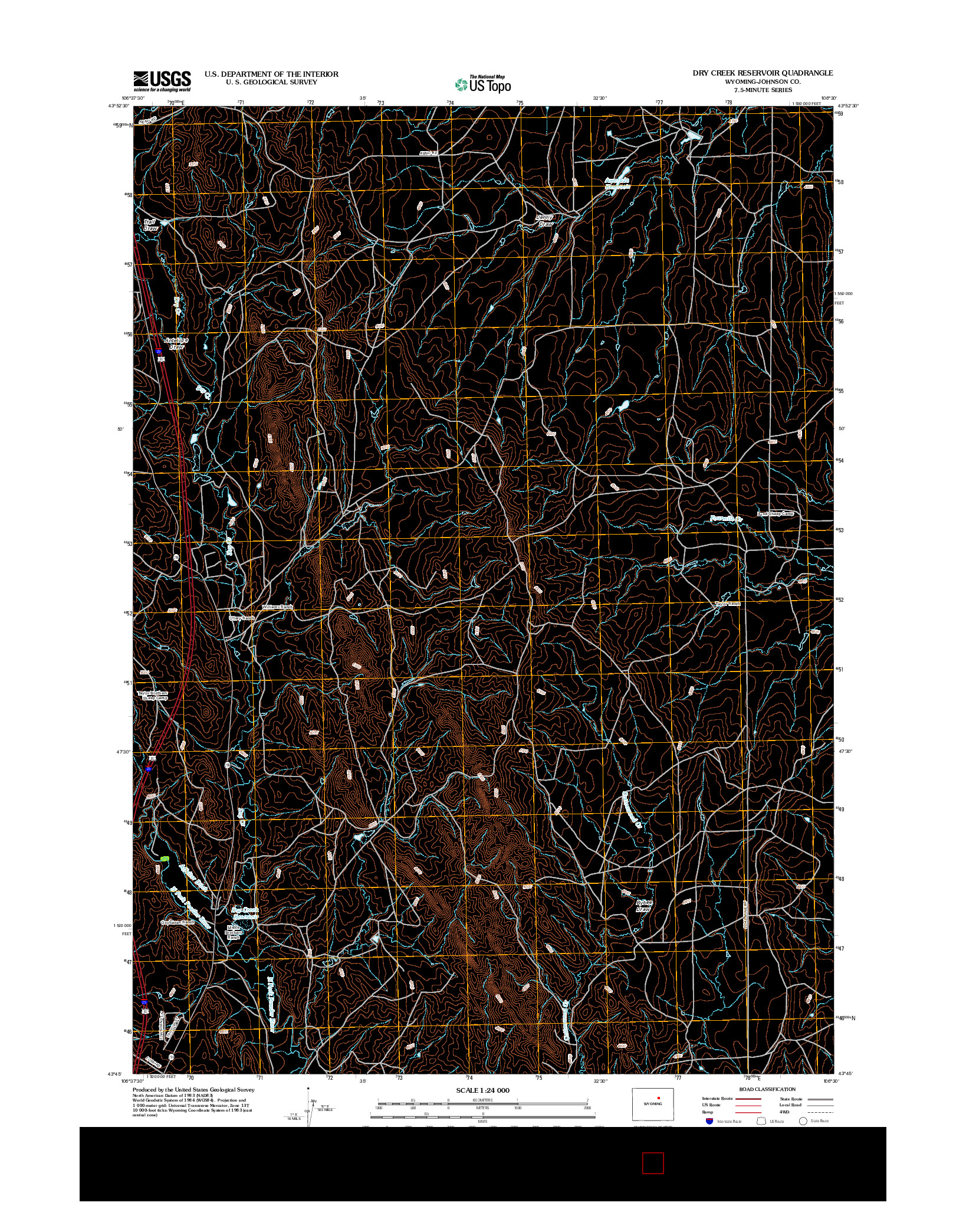 USGS US TOPO 7.5-MINUTE MAP FOR DRY CREEK RESERVOIR, WY 2012