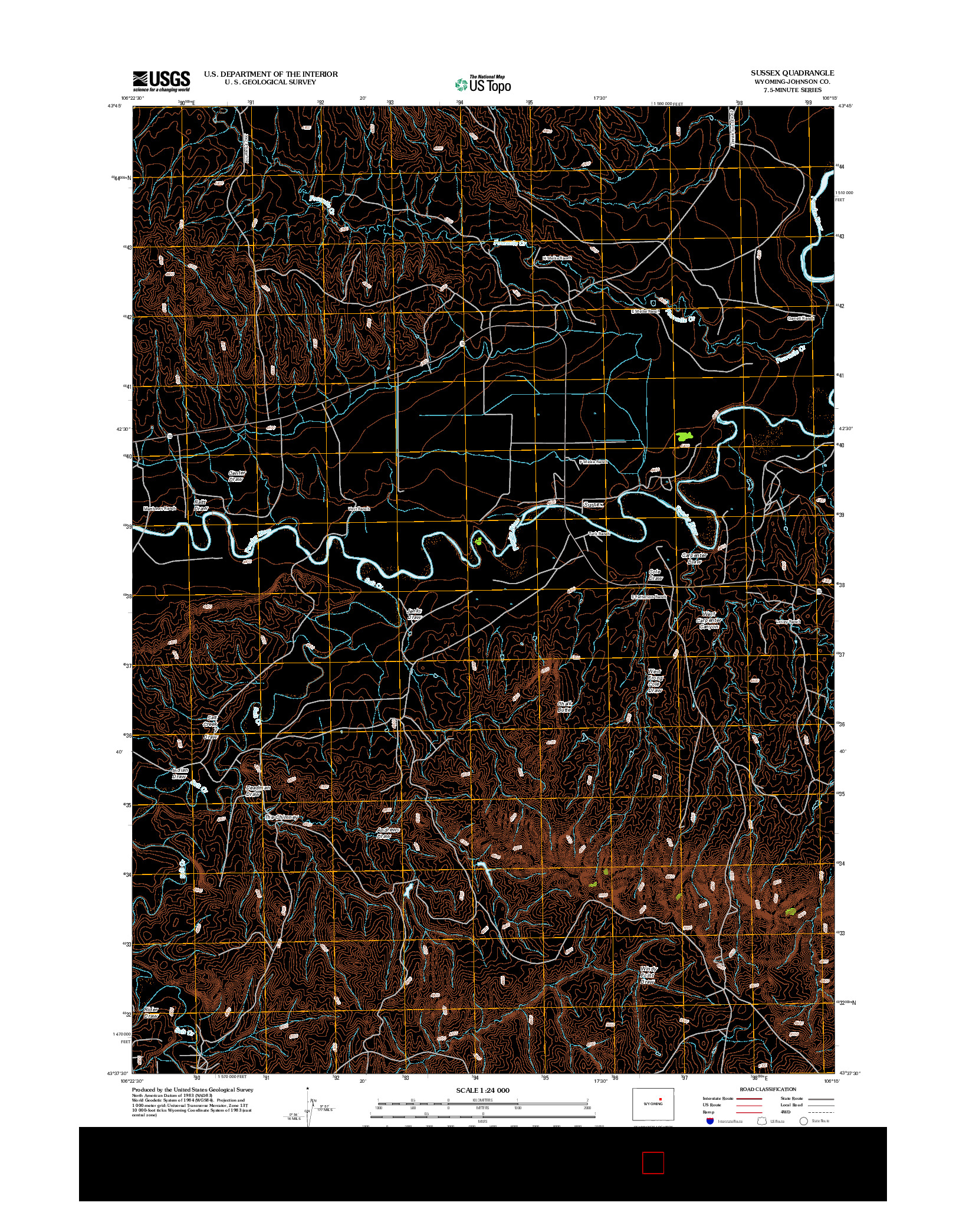 USGS US TOPO 7.5-MINUTE MAP FOR SUSSEX, WY 2012