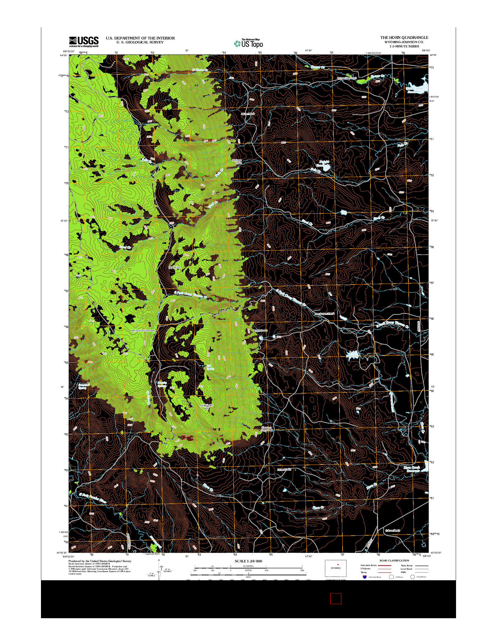 USGS US TOPO 7.5-MINUTE MAP FOR THE HORN, WY 2012