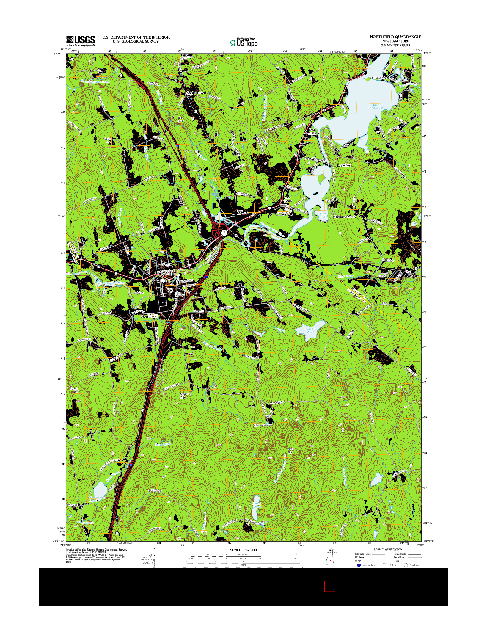 USGS US TOPO 7.5-MINUTE MAP FOR NORTHFIELD, NH 2012