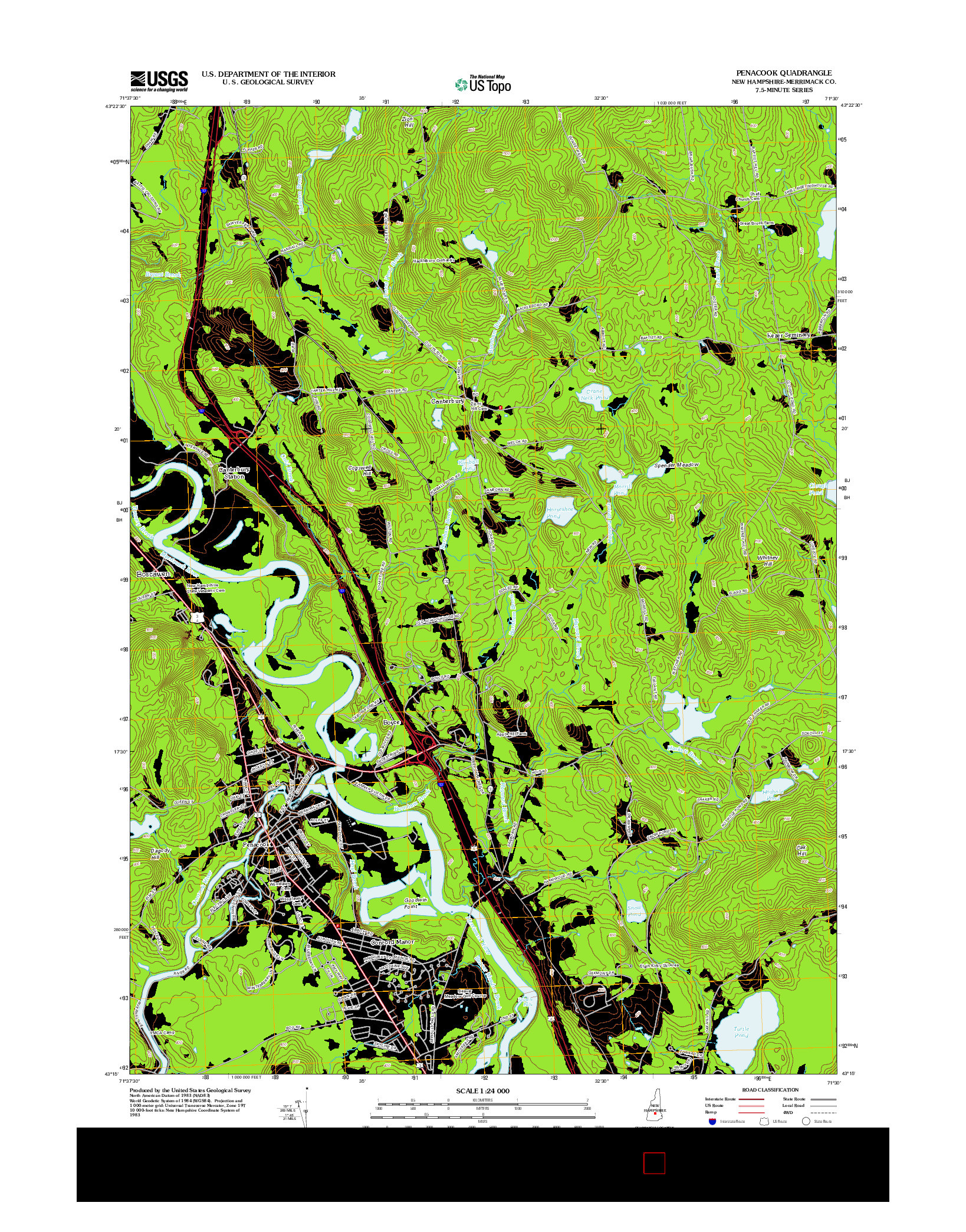 USGS US TOPO 7.5-MINUTE MAP FOR PENACOOK, NH 2012