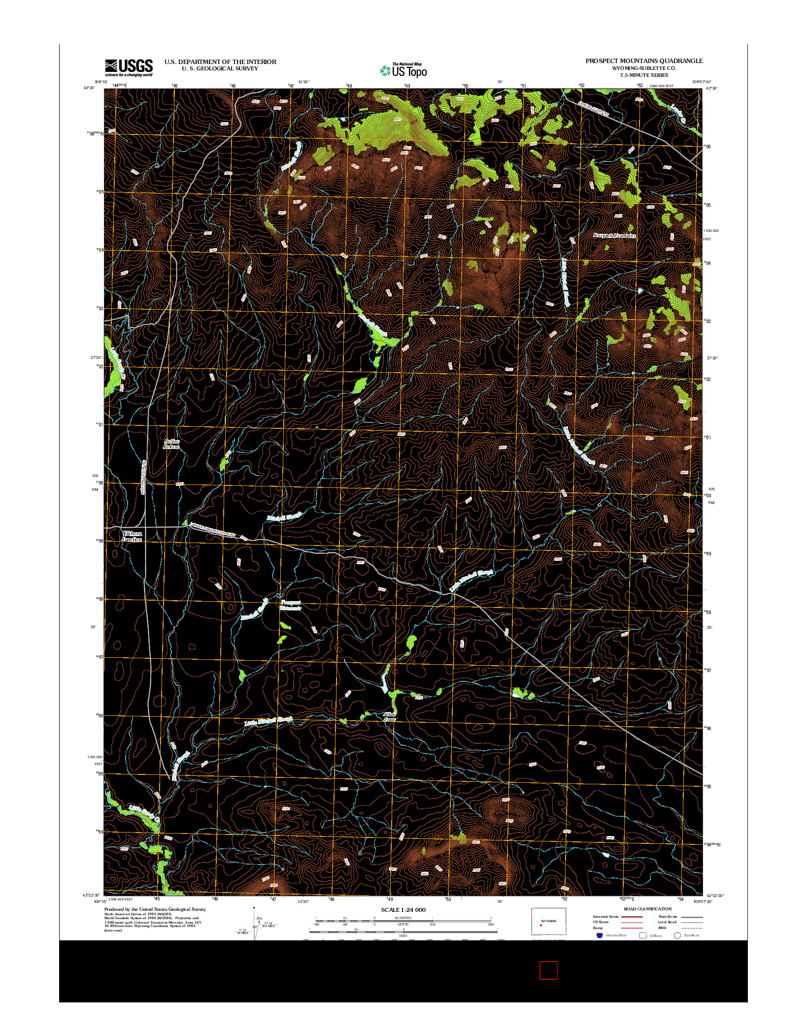 USGS US TOPO 7.5-MINUTE MAP FOR PROSPECT MOUNTAINS, WY 2012