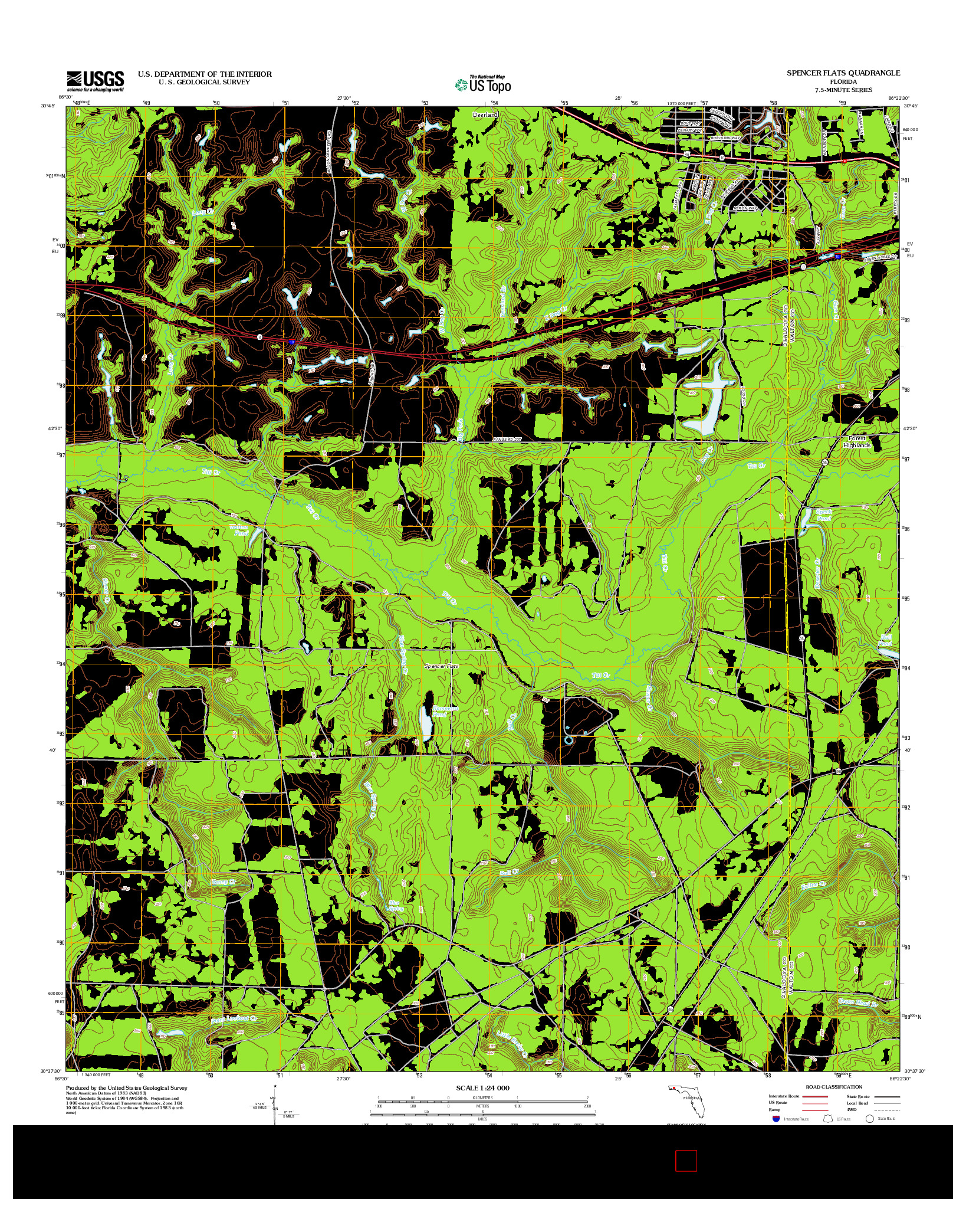 USGS US TOPO 7.5-MINUTE MAP FOR SPENCER FLATS, FL 2012
