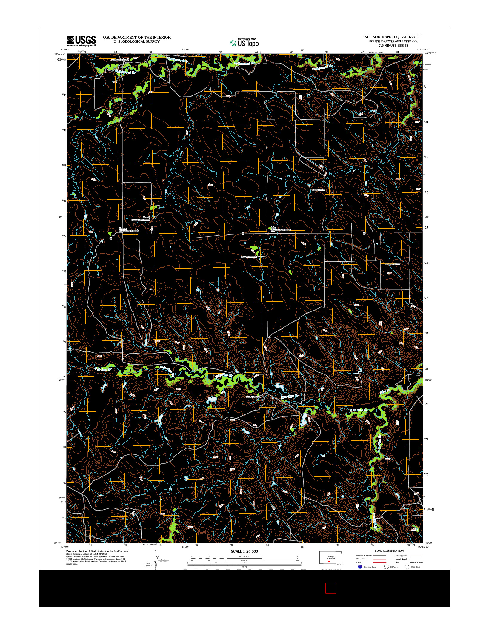 USGS US TOPO 7.5-MINUTE MAP FOR NIELSON RANCH, SD 2012