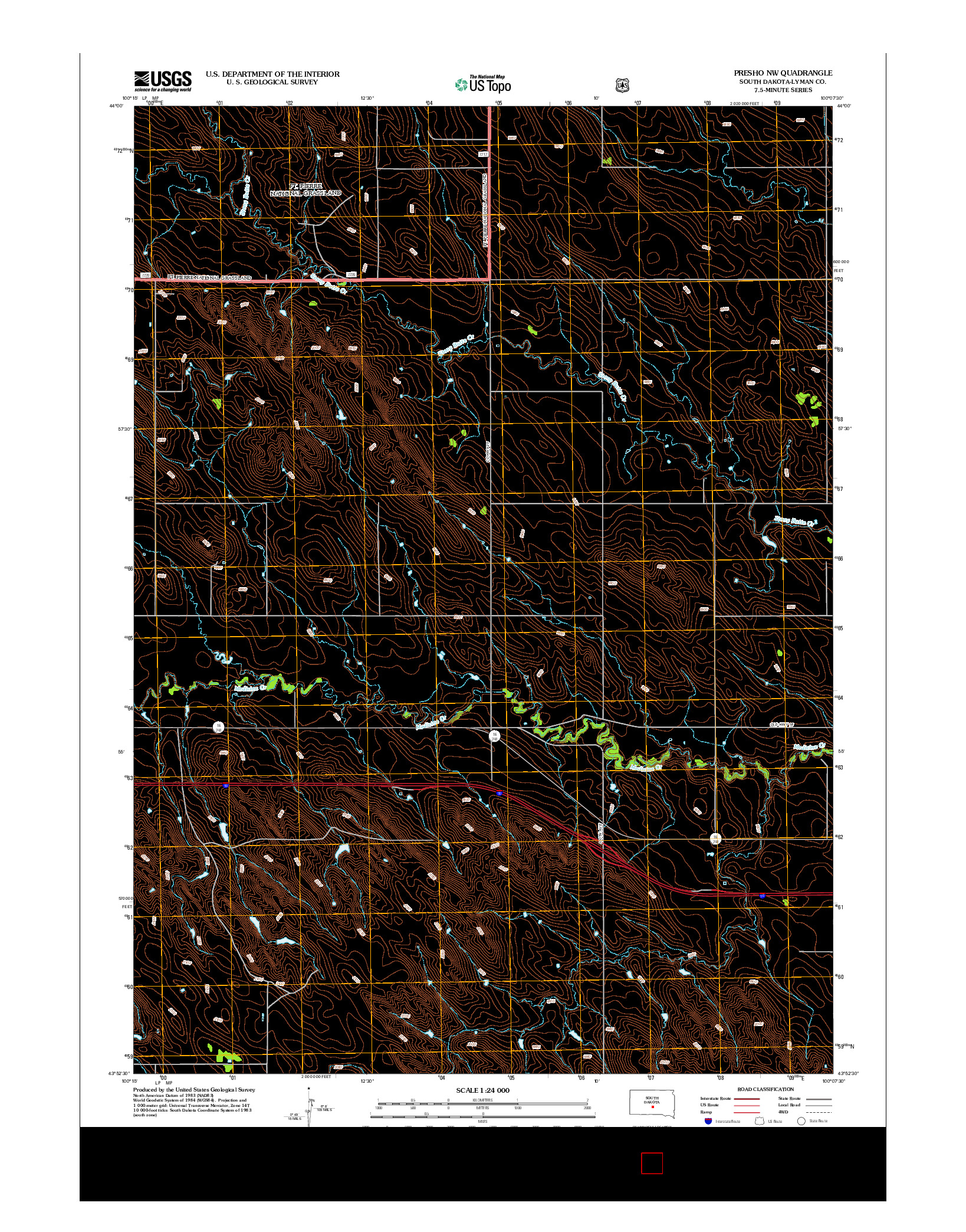 USGS US TOPO 7.5-MINUTE MAP FOR PRESHO NW, SD 2012