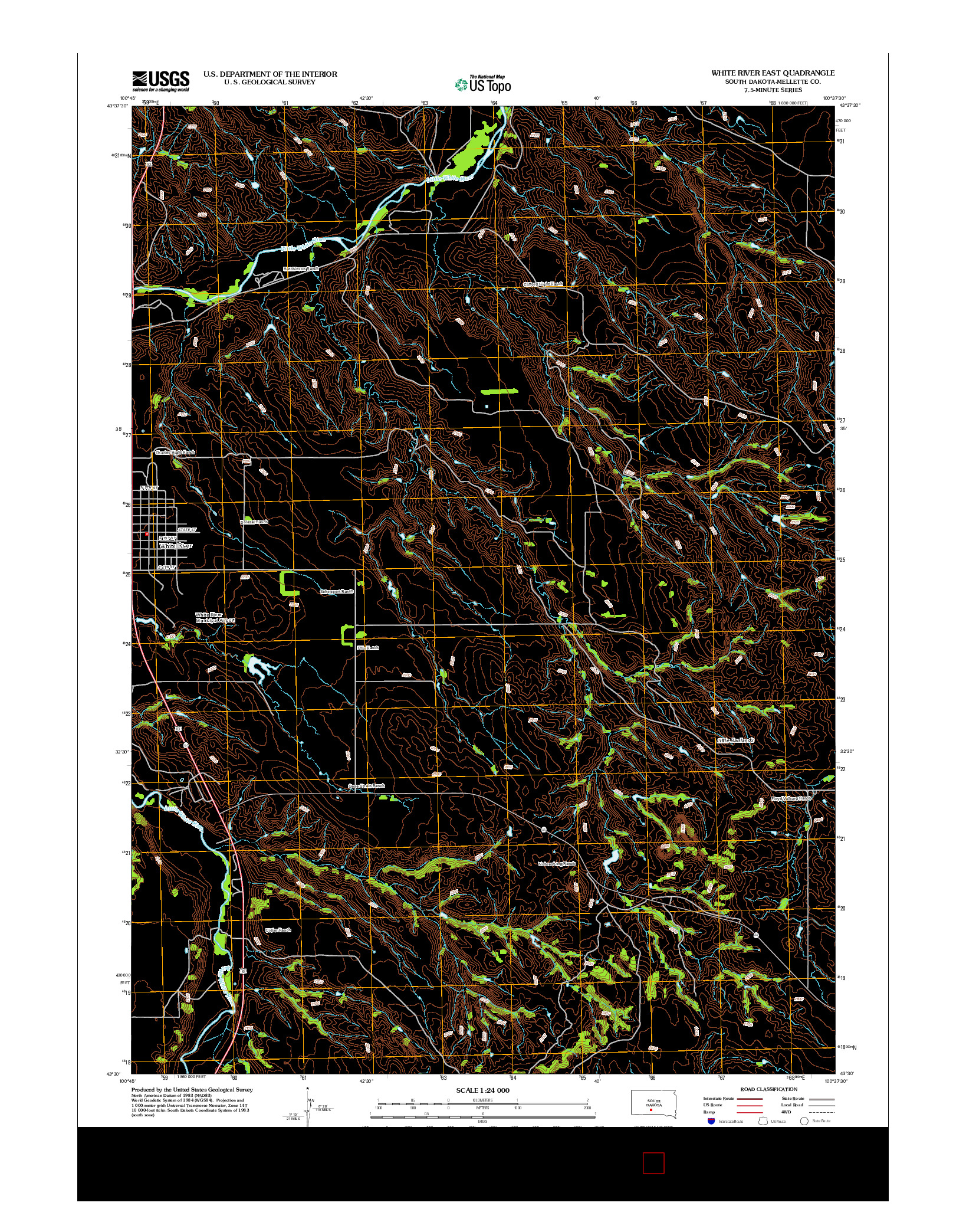 USGS US TOPO 7.5-MINUTE MAP FOR WHITE RIVER EAST, SD 2012