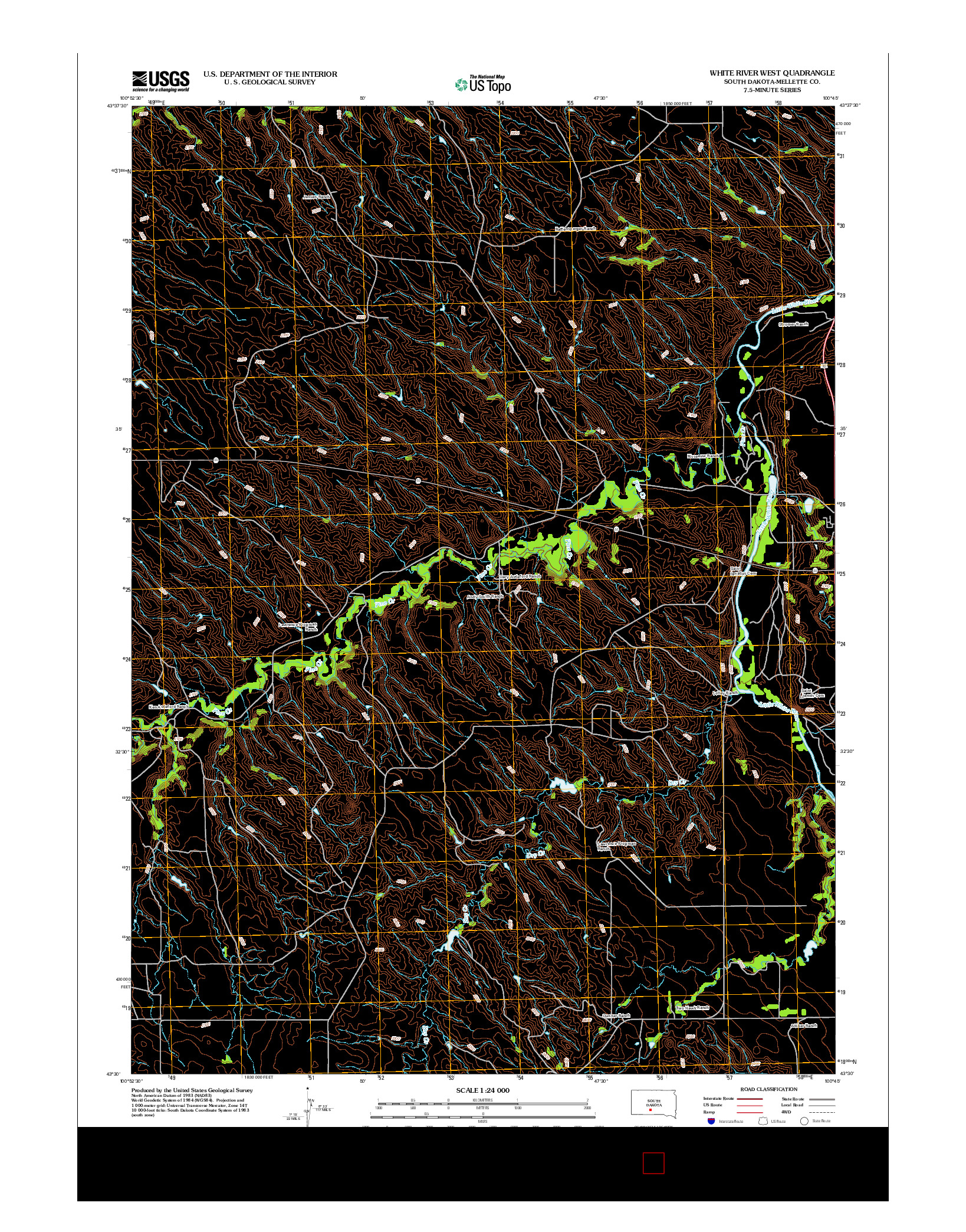 USGS US TOPO 7.5-MINUTE MAP FOR WHITE RIVER WEST, SD 2012