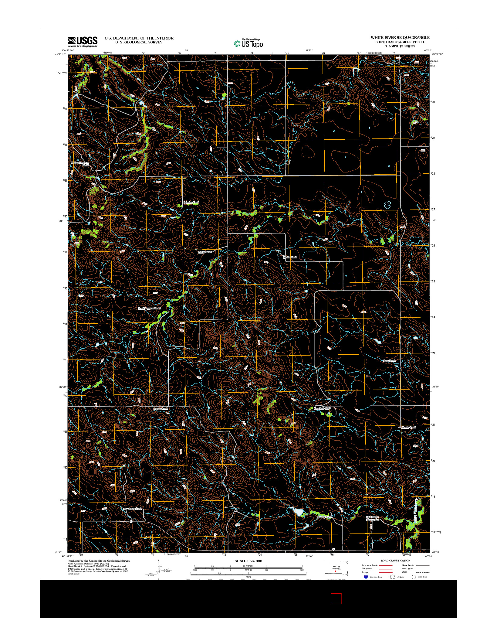 USGS US TOPO 7.5-MINUTE MAP FOR WHITE RIVER SE, SD 2012