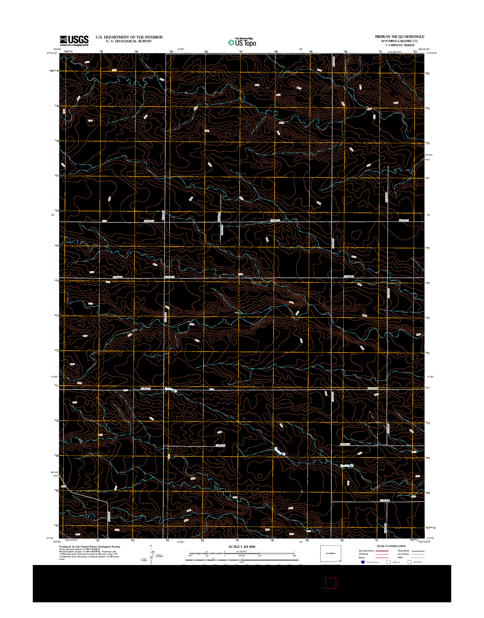 USGS US TOPO 7.5-MINUTE MAP FOR MIDWAY SW, WY 2012