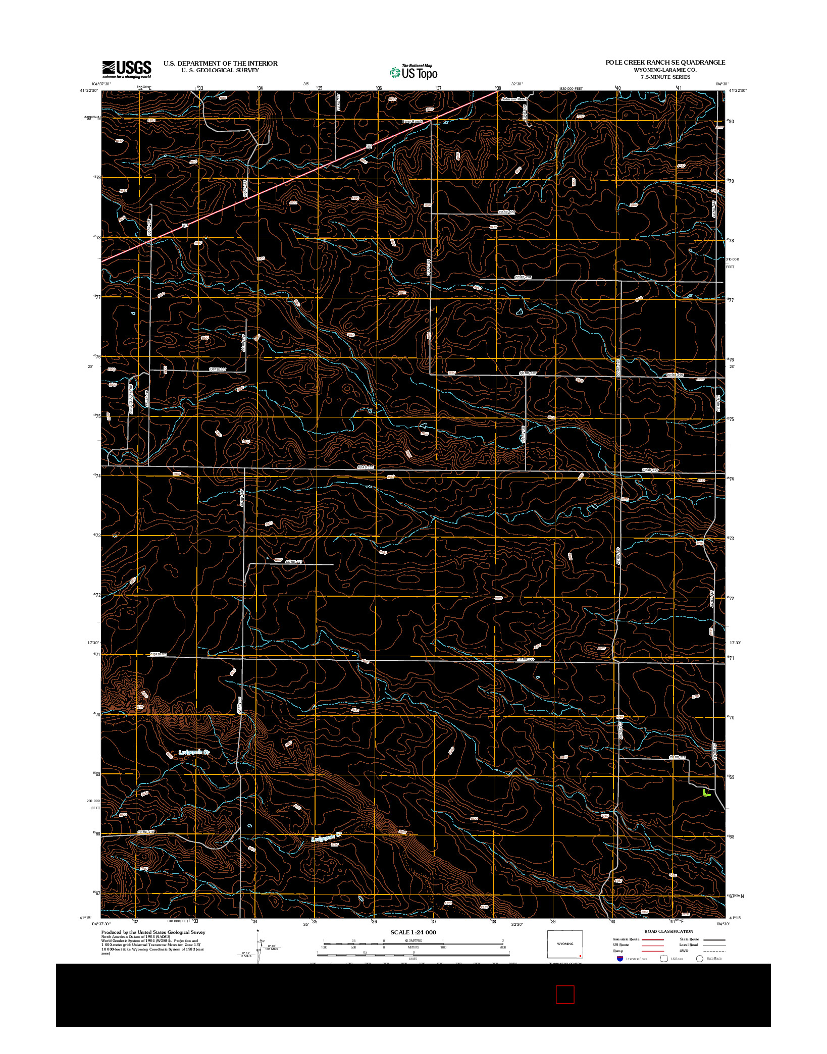 USGS US TOPO 7.5-MINUTE MAP FOR POLE CREEK RANCH SE, WY 2012