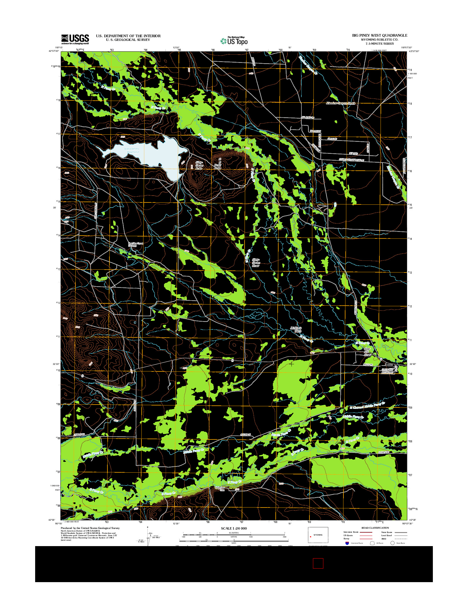 USGS US TOPO 7.5-MINUTE MAP FOR BIG PINEY WEST, WY 2012