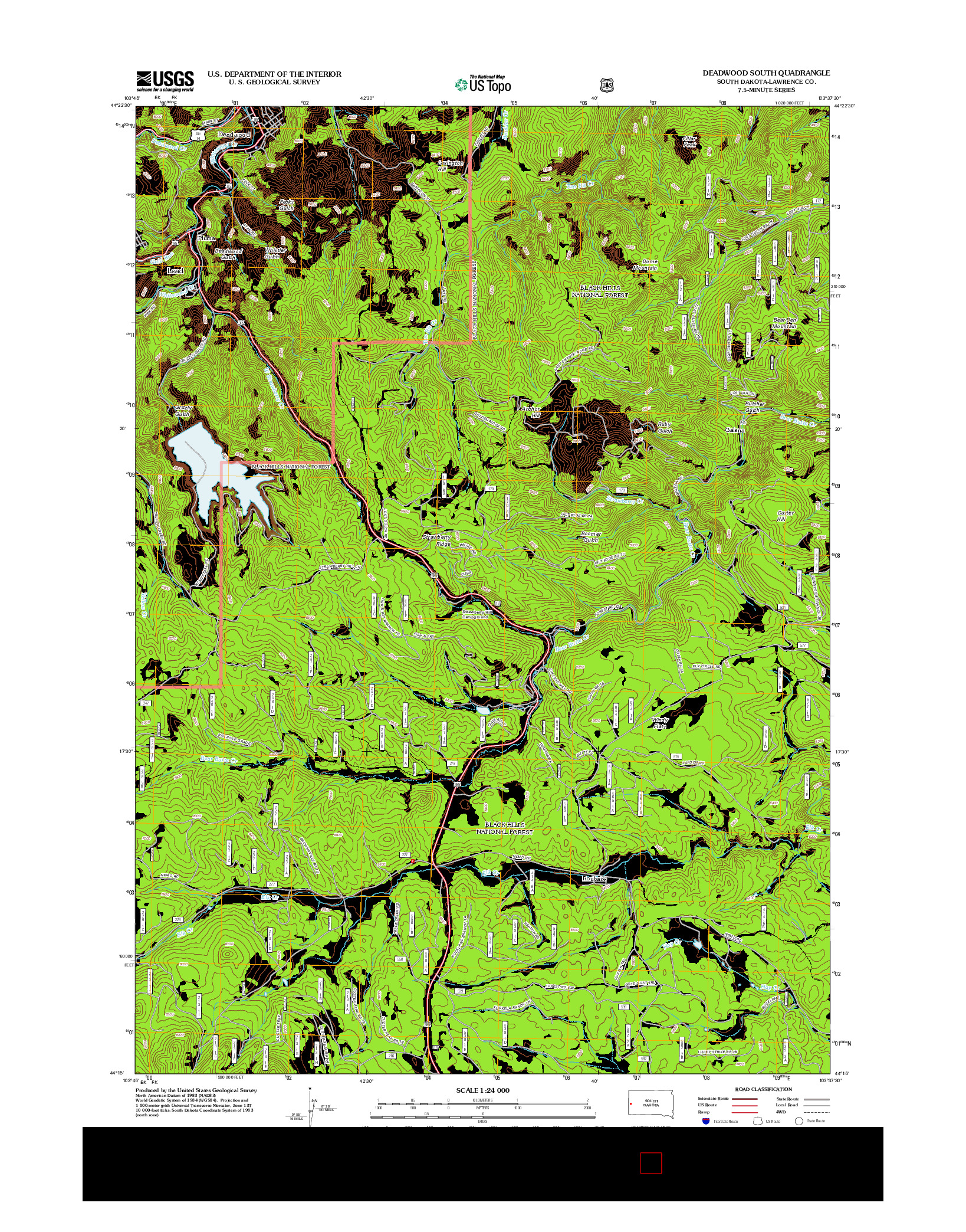 USGS US TOPO 7.5-MINUTE MAP FOR DEADWOOD SOUTH, SD 2012