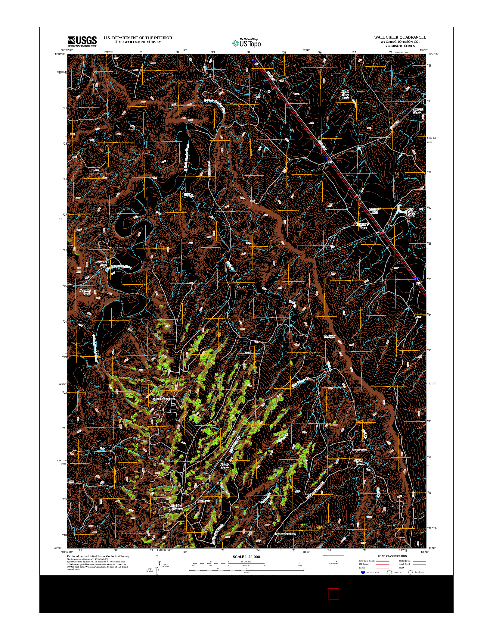 USGS US TOPO 7.5-MINUTE MAP FOR WALL CREEK, WY 2012