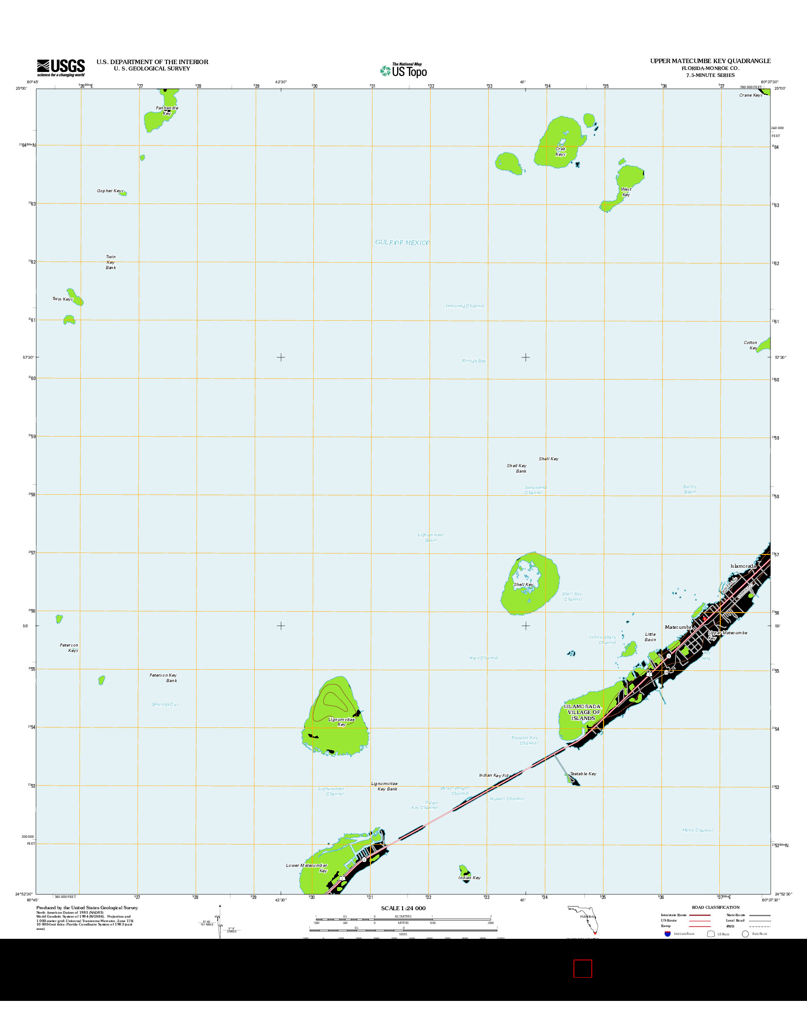 USGS US TOPO 7.5-MINUTE MAP FOR UPPER MATECUMBE KEY, FL 2012