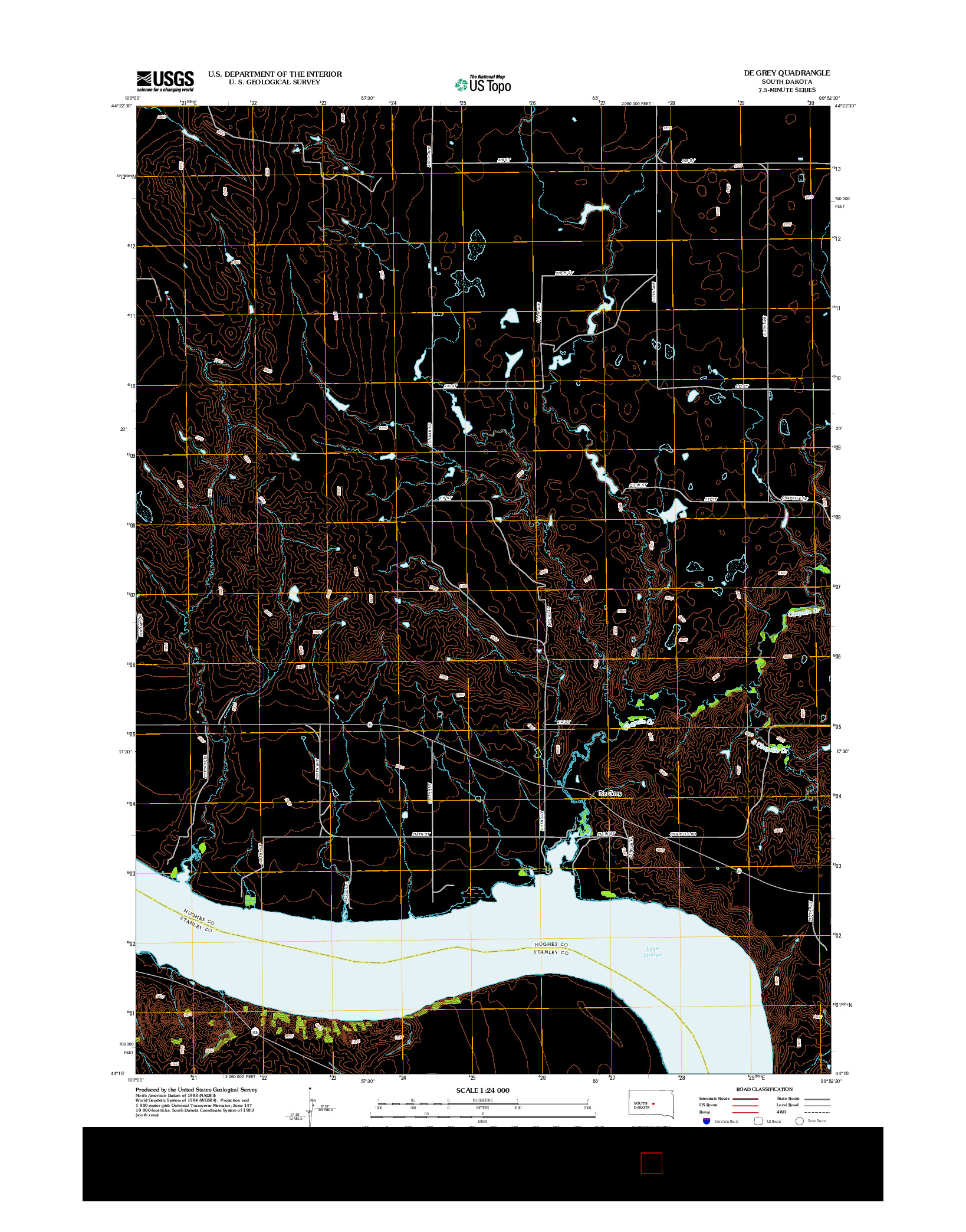 USGS US TOPO 7.5-MINUTE MAP FOR DE GREY, SD 2012