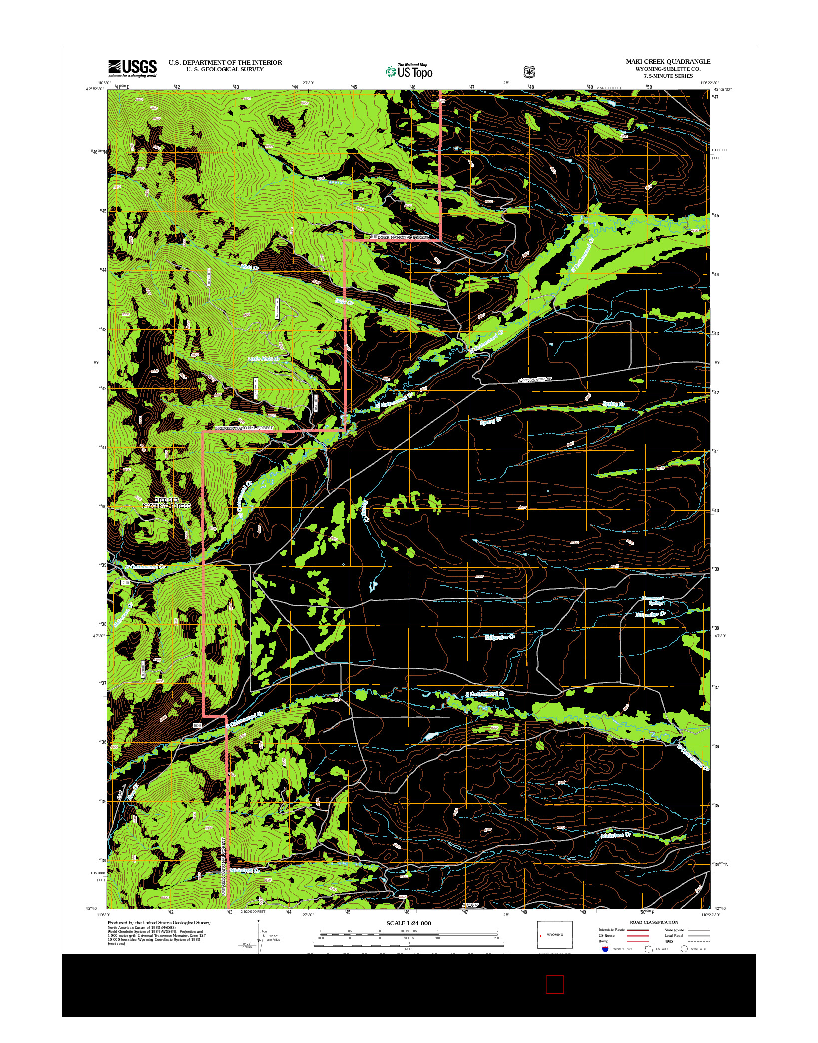 USGS US TOPO 7.5-MINUTE MAP FOR MAKI CREEK, WY 2012