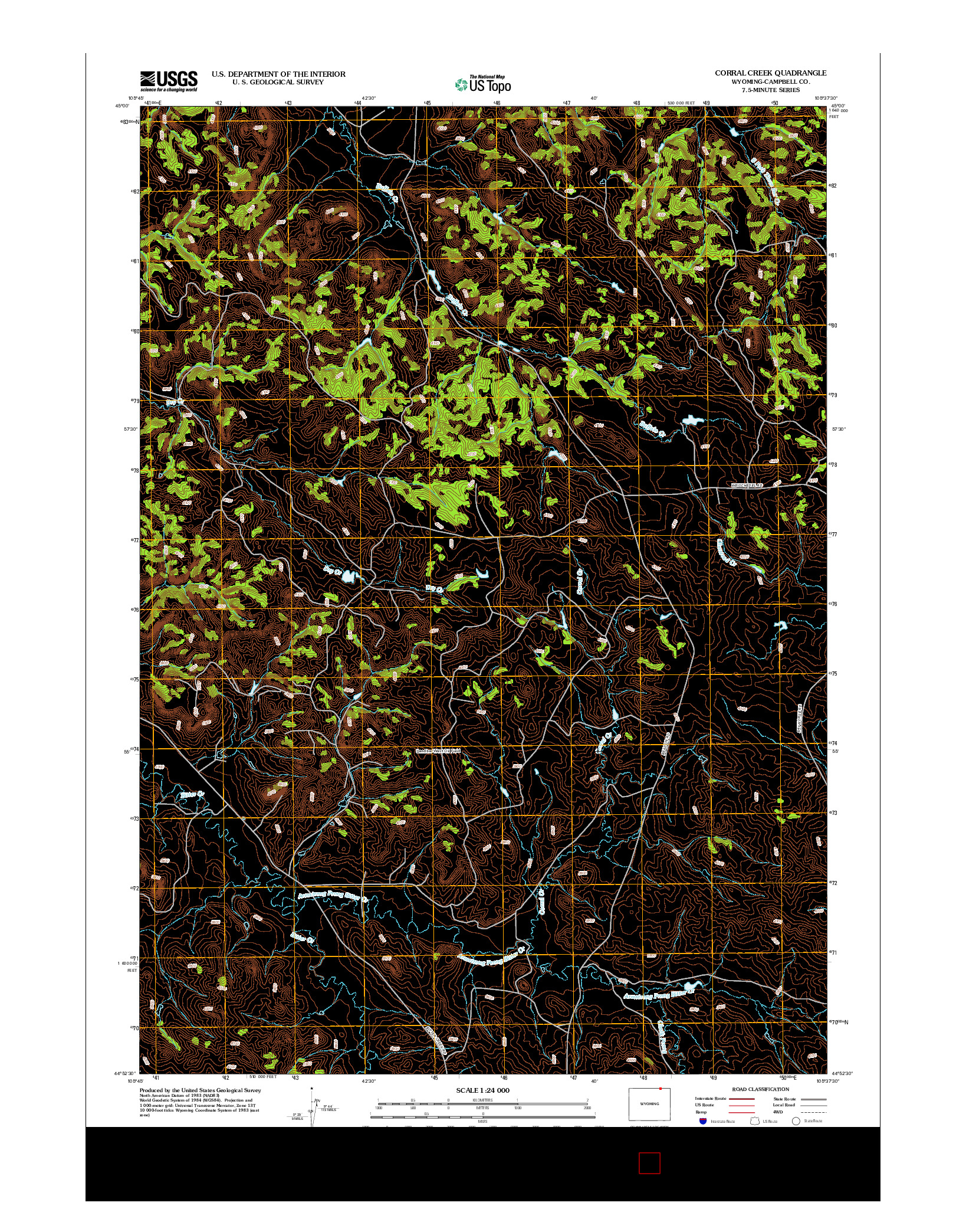 USGS US TOPO 7.5-MINUTE MAP FOR CORRAL CREEK, WY 2012