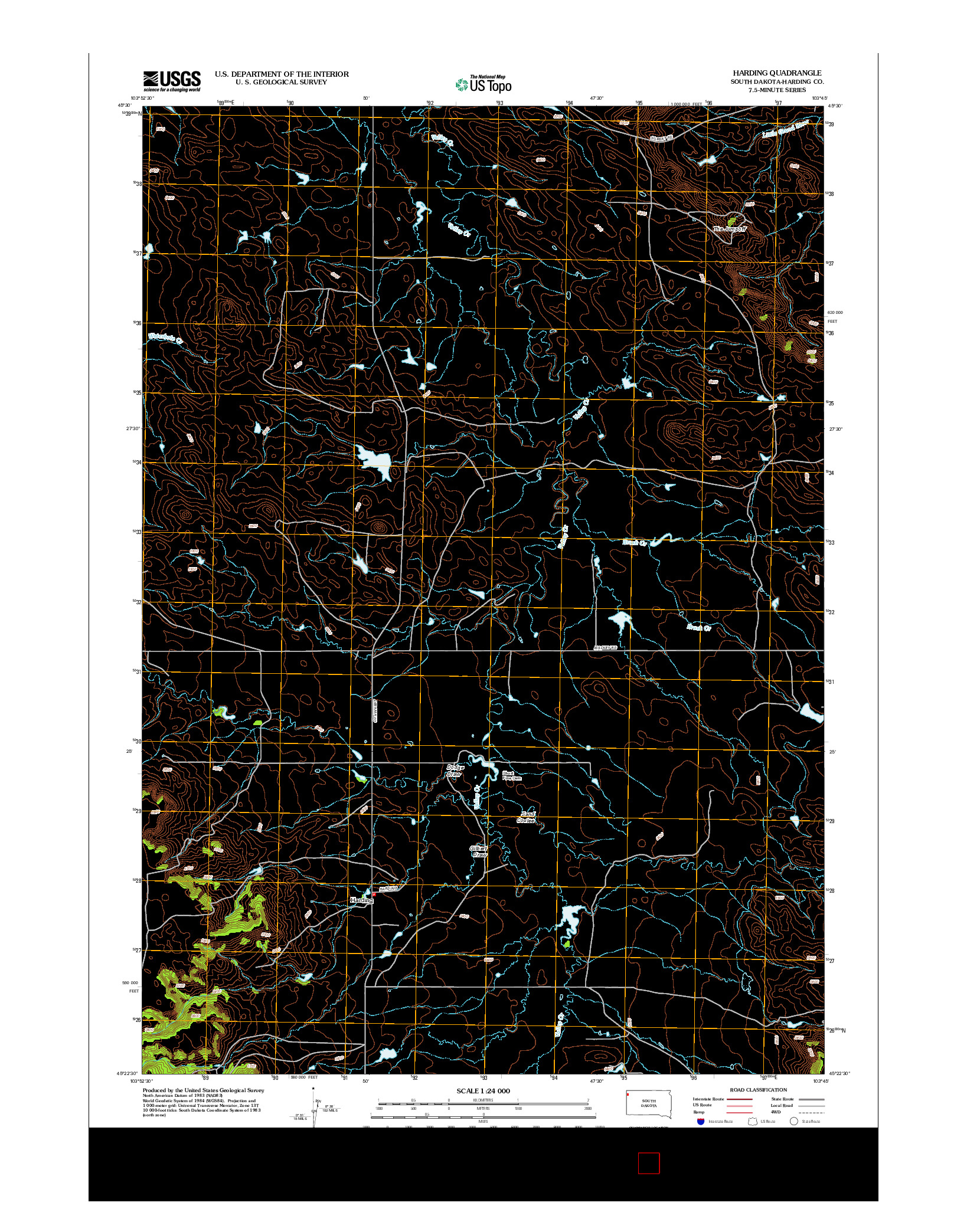 USGS US TOPO 7.5-MINUTE MAP FOR HARDING, SD 2012