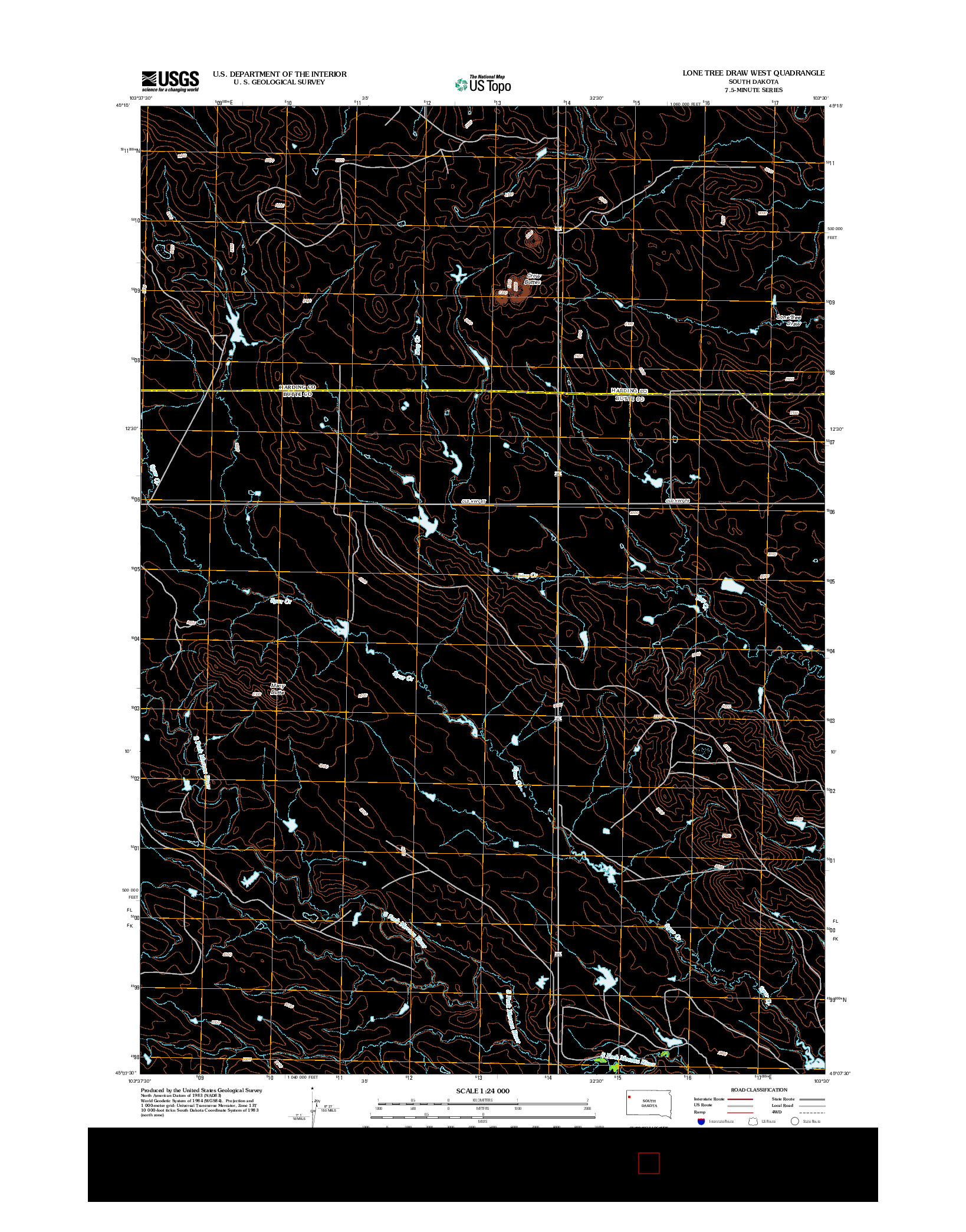 USGS US TOPO 7.5-MINUTE MAP FOR LONE TREE DRAW WEST, SD 2012