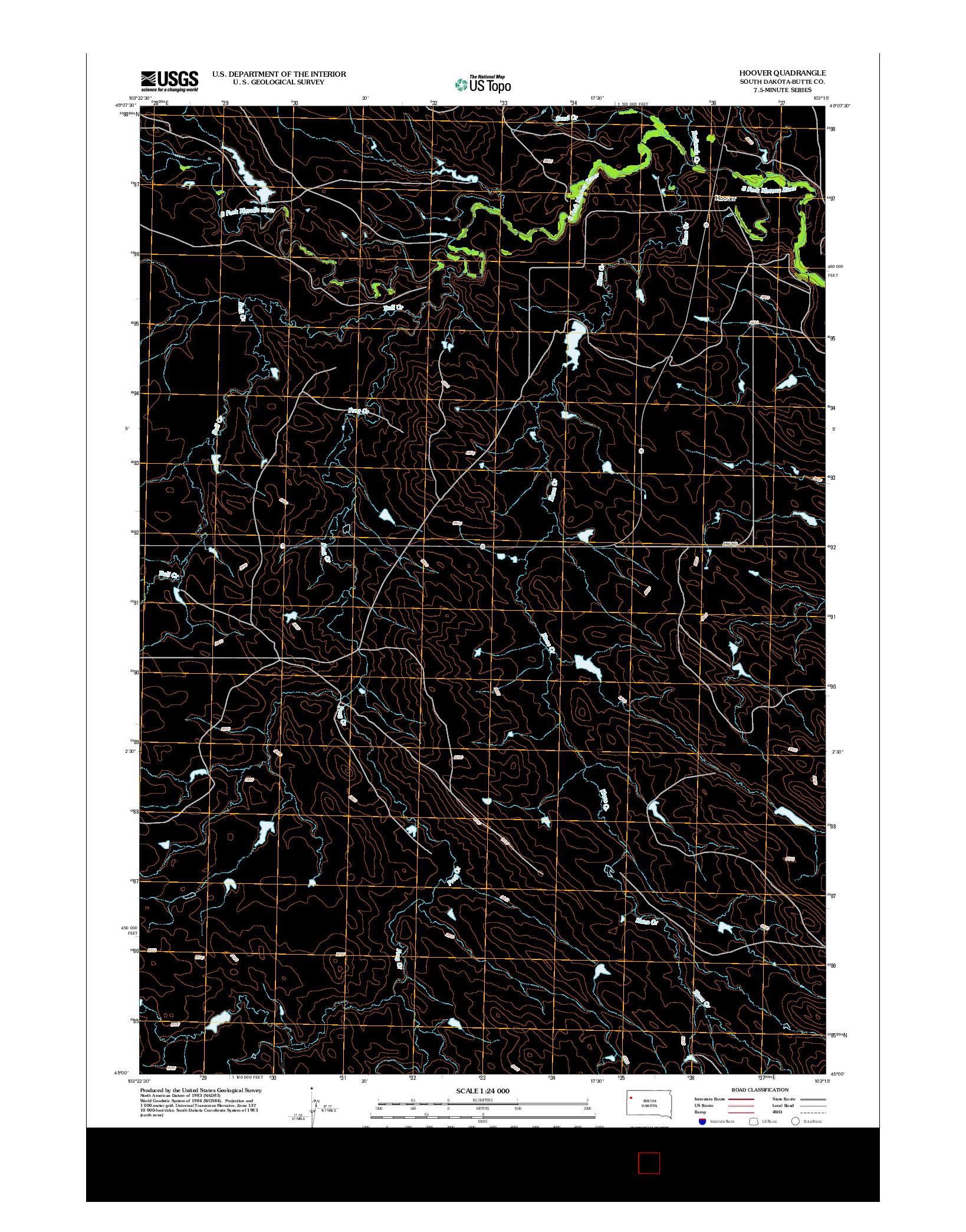 USGS US TOPO 7.5-MINUTE MAP FOR HOOVER, SD 2012