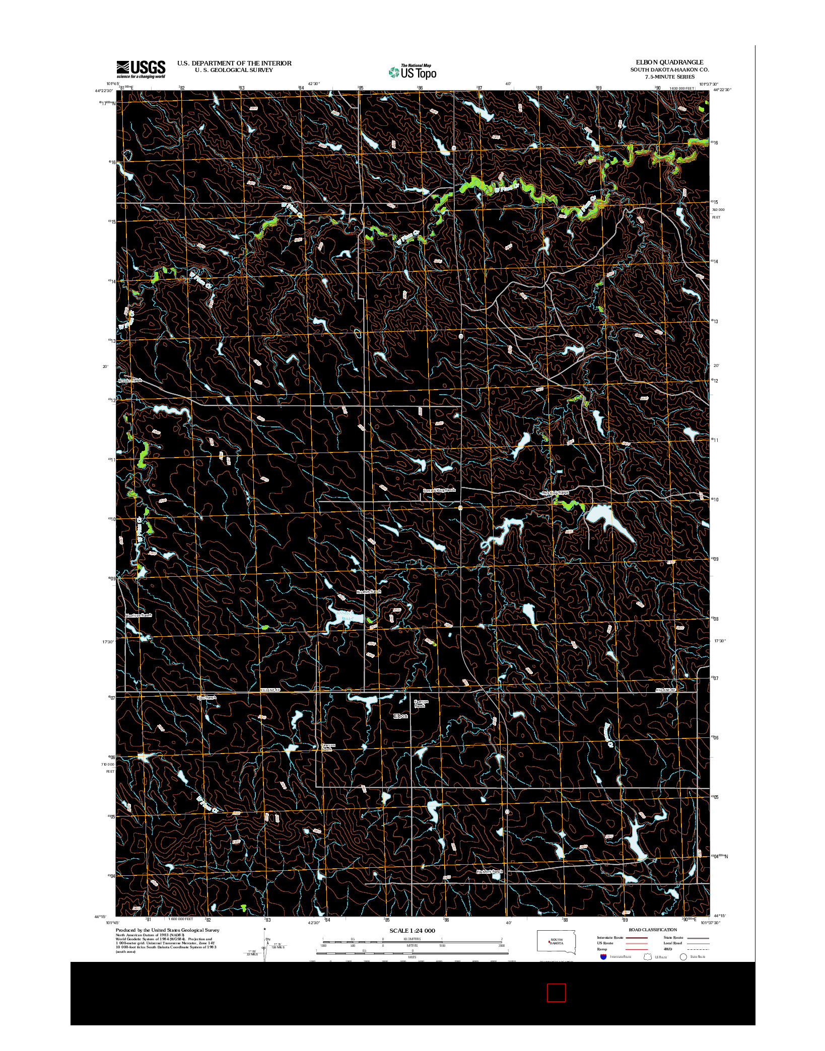 USGS US TOPO 7.5-MINUTE MAP FOR ELBON, SD 2012