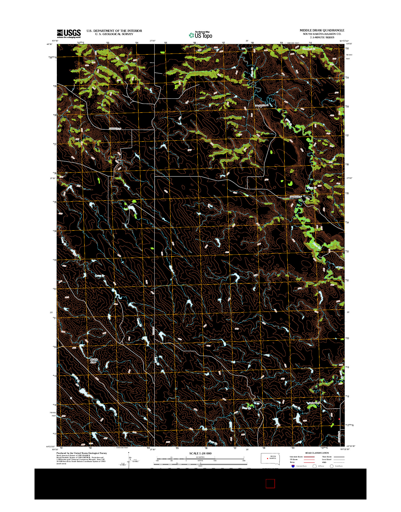 USGS US TOPO 7.5-MINUTE MAP FOR MIDDLE DRAW, SD 2012