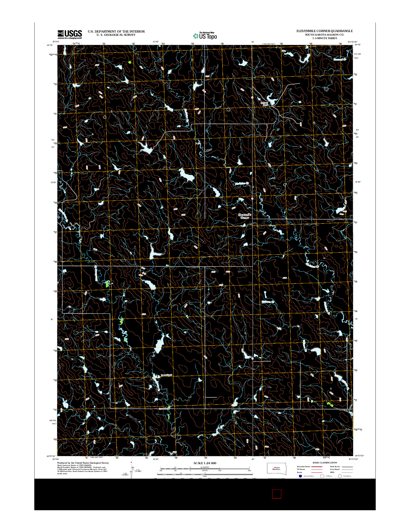 USGS US TOPO 7.5-MINUTE MAP FOR ELEVENMILE CORNER, SD 2012