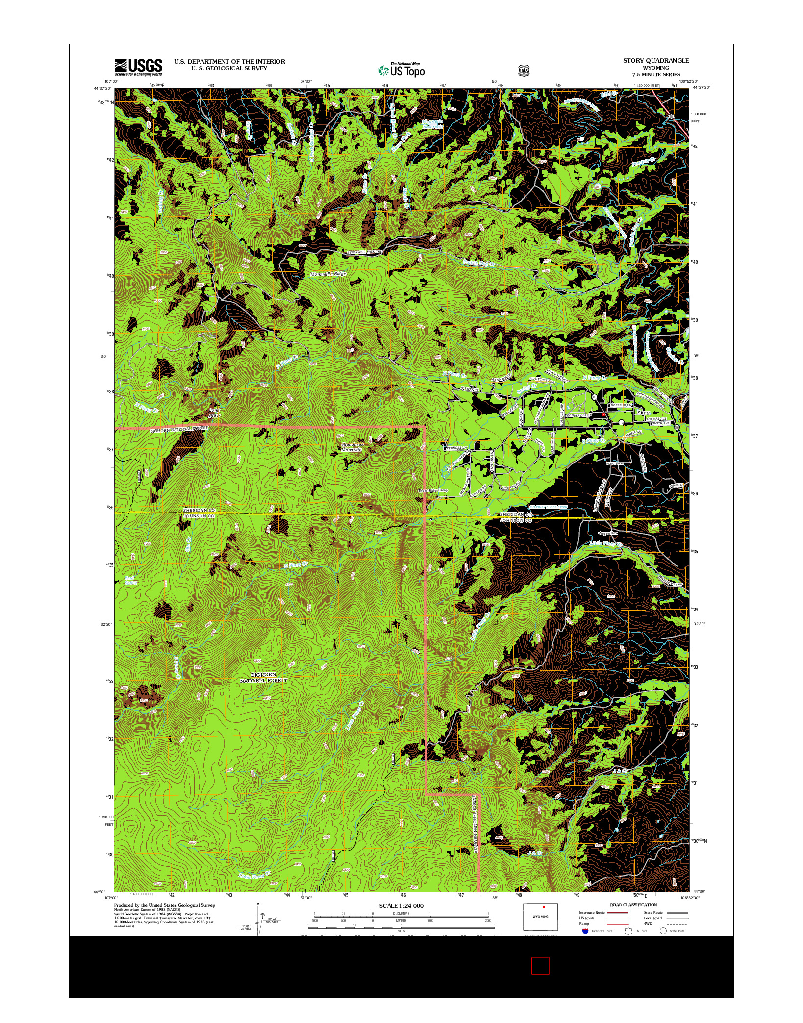 USGS US TOPO 7.5-MINUTE MAP FOR STORY, WY 2012