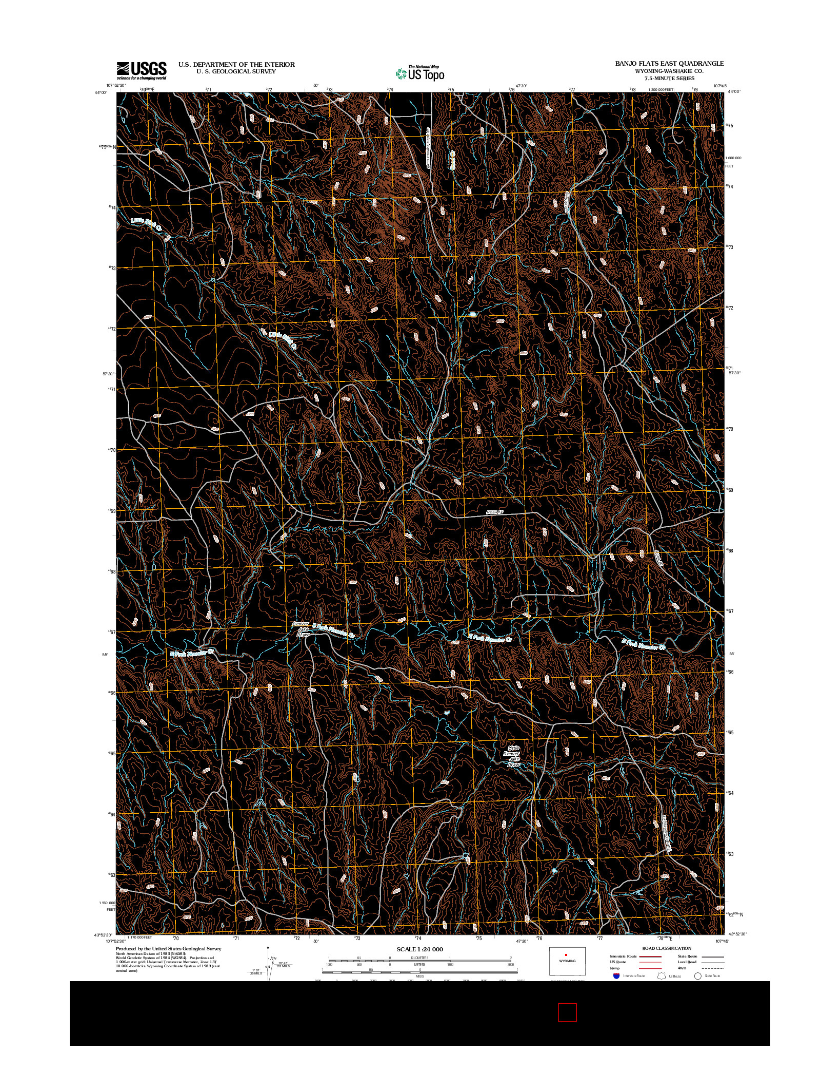 USGS US TOPO 7.5-MINUTE MAP FOR BANJO FLATS EAST, WY 2012